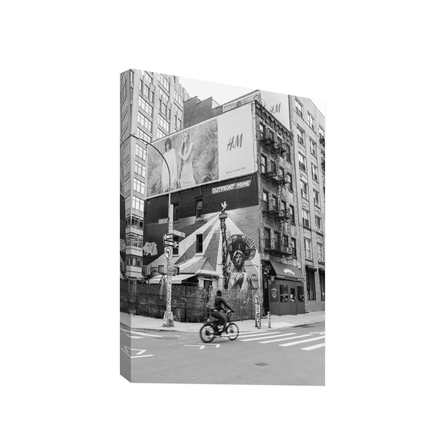 Shadows Of Liberty New York NYC Black & White wall art Gallery stretched canvas print