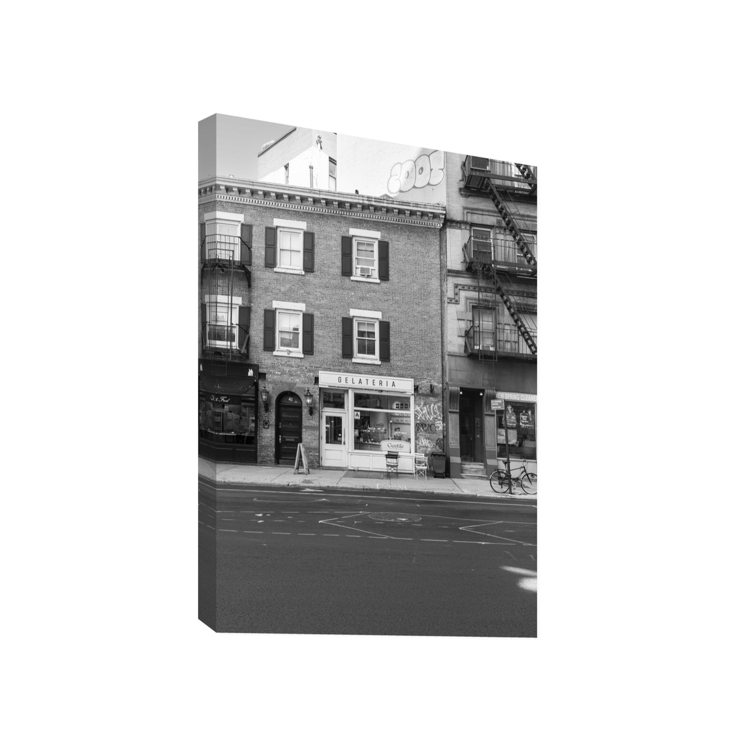 Gelateria New York NYC Black & White wall art Gallery stretched canvas print