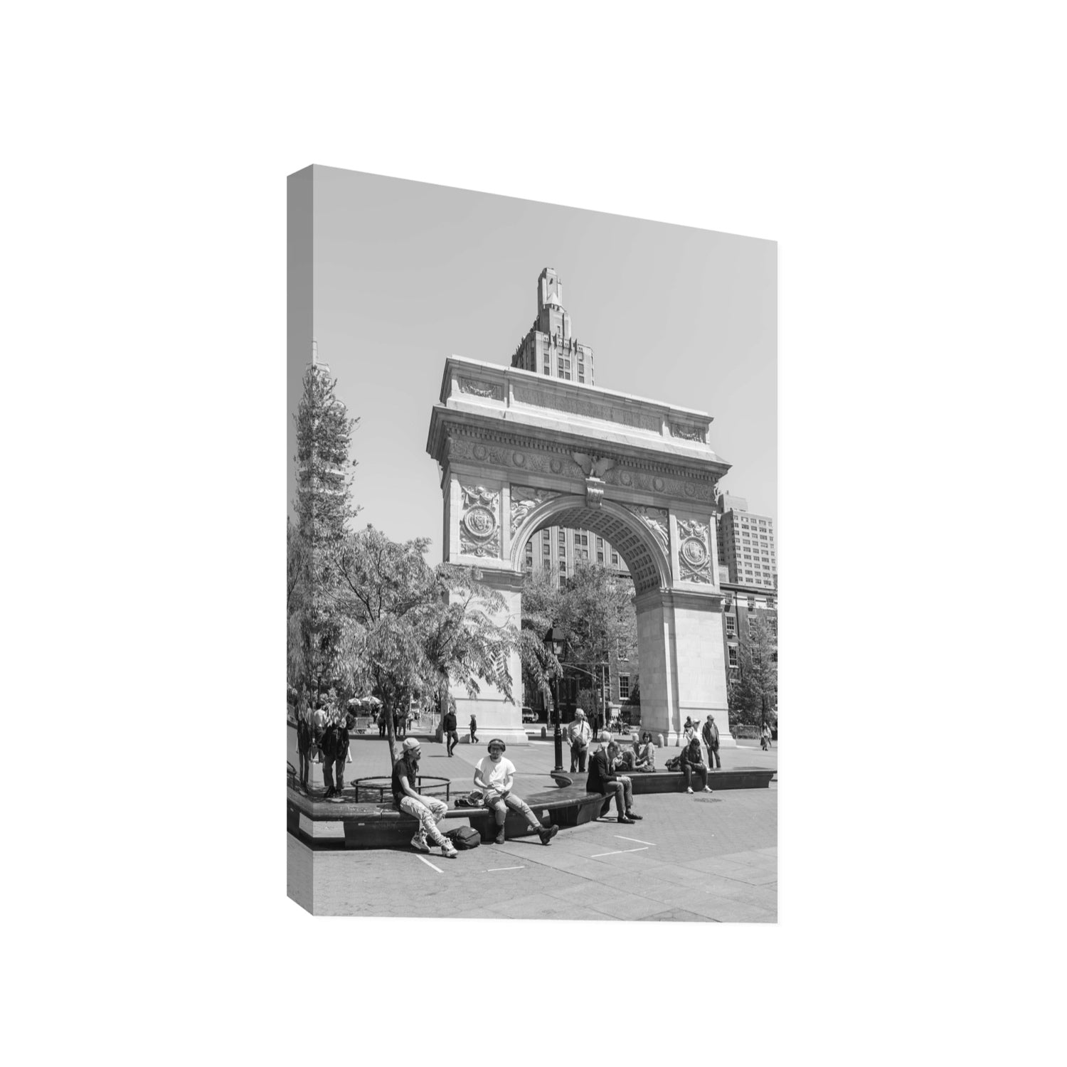 City Picnic New York NYC Black & White wall art Gallery stretched canvas print