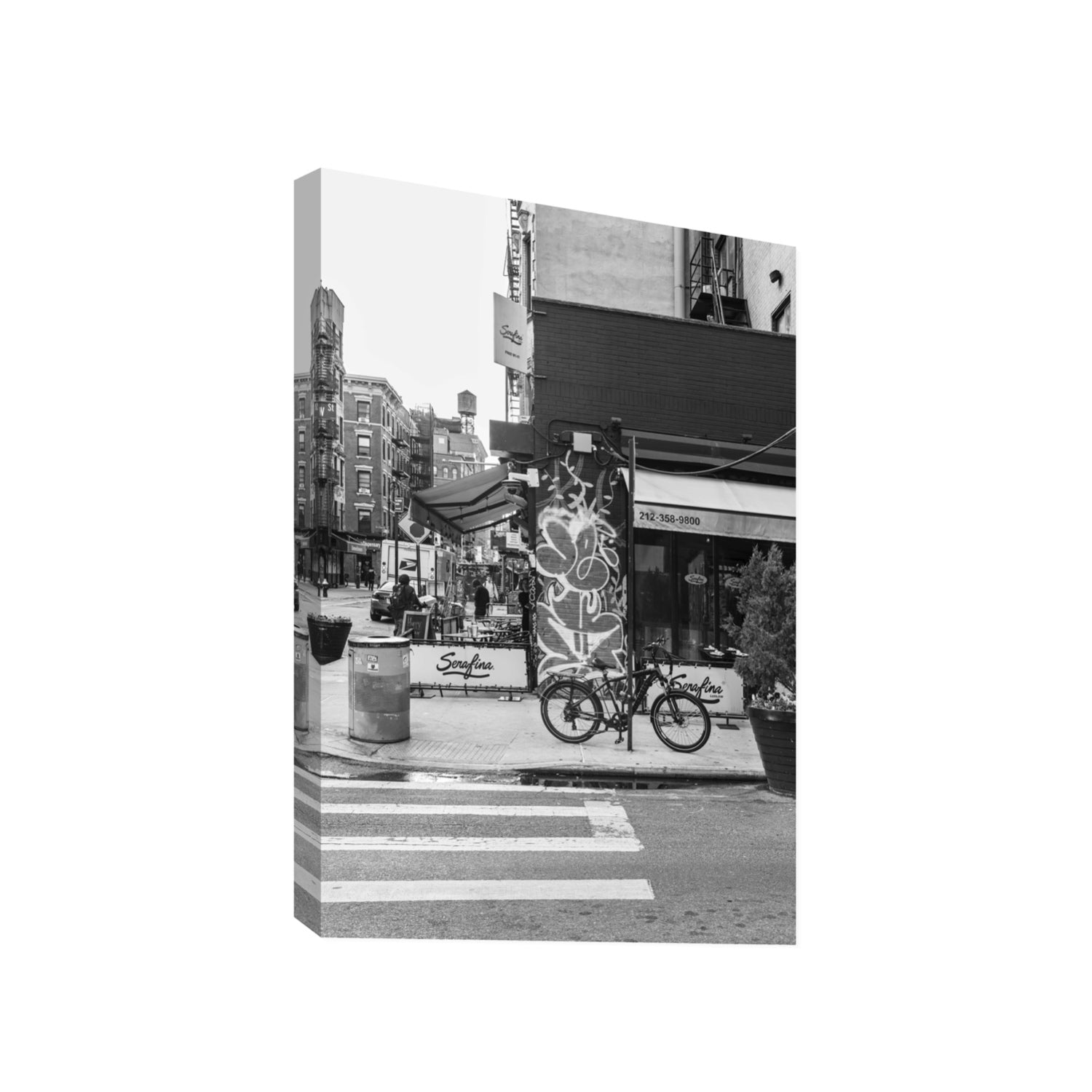 Cafe Canvas New York NYC Black & White wall art Gallery stretched canvas print