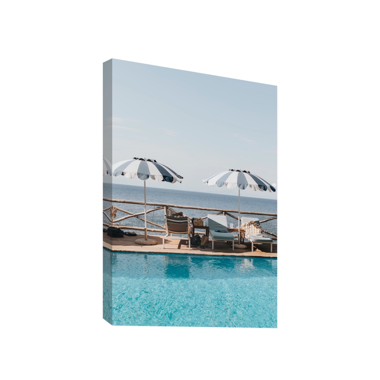 Beach Retreat fine art print, Ischia, Italy, european beach clubs artwork, Gallery, Stretched Canvas