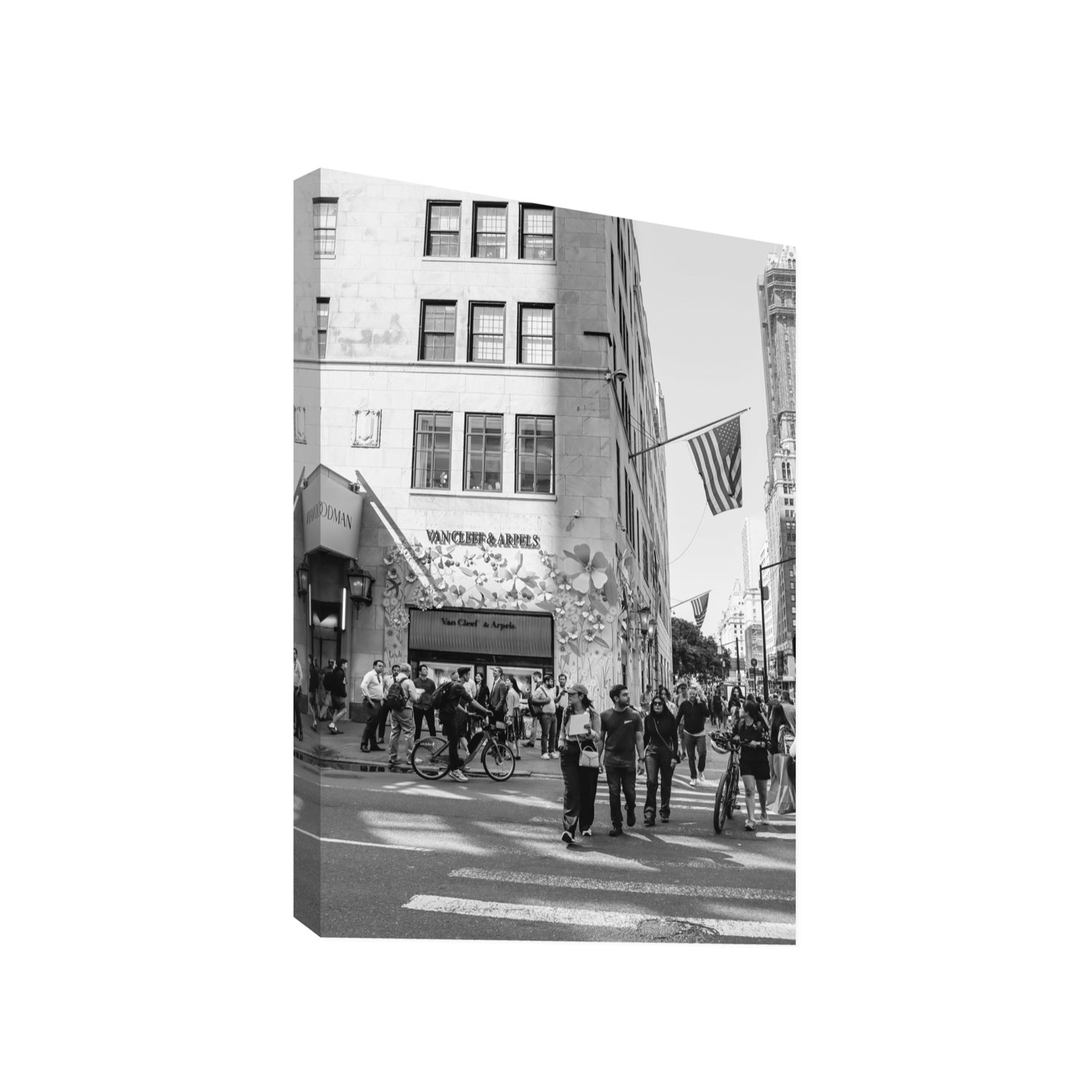 Sidewalk Shuffle New York NYC Black & White wall art Gallery stretched canvas print