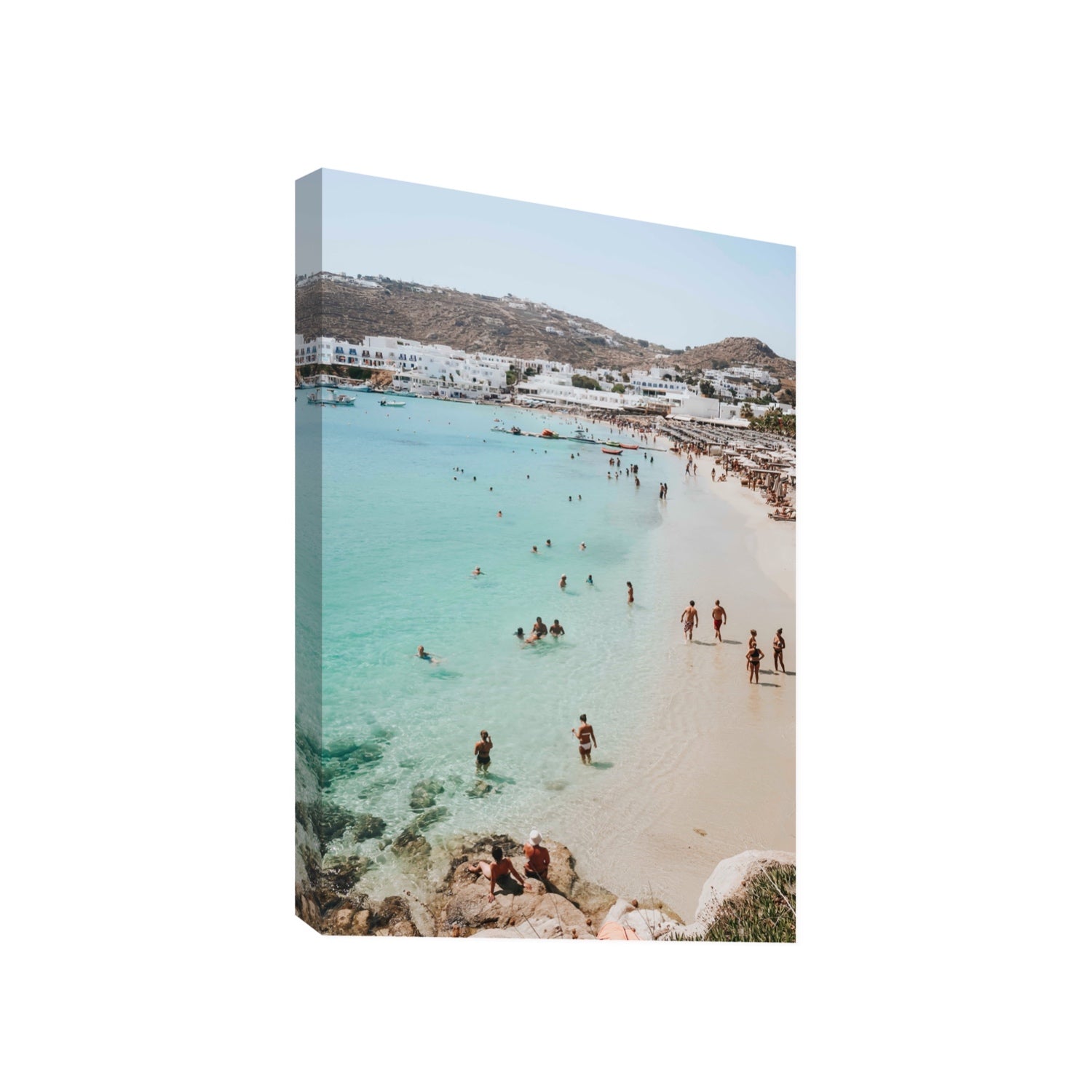 Breathe In The Salty Air Mykonos Greek island wall art Gallery stretched canvas print