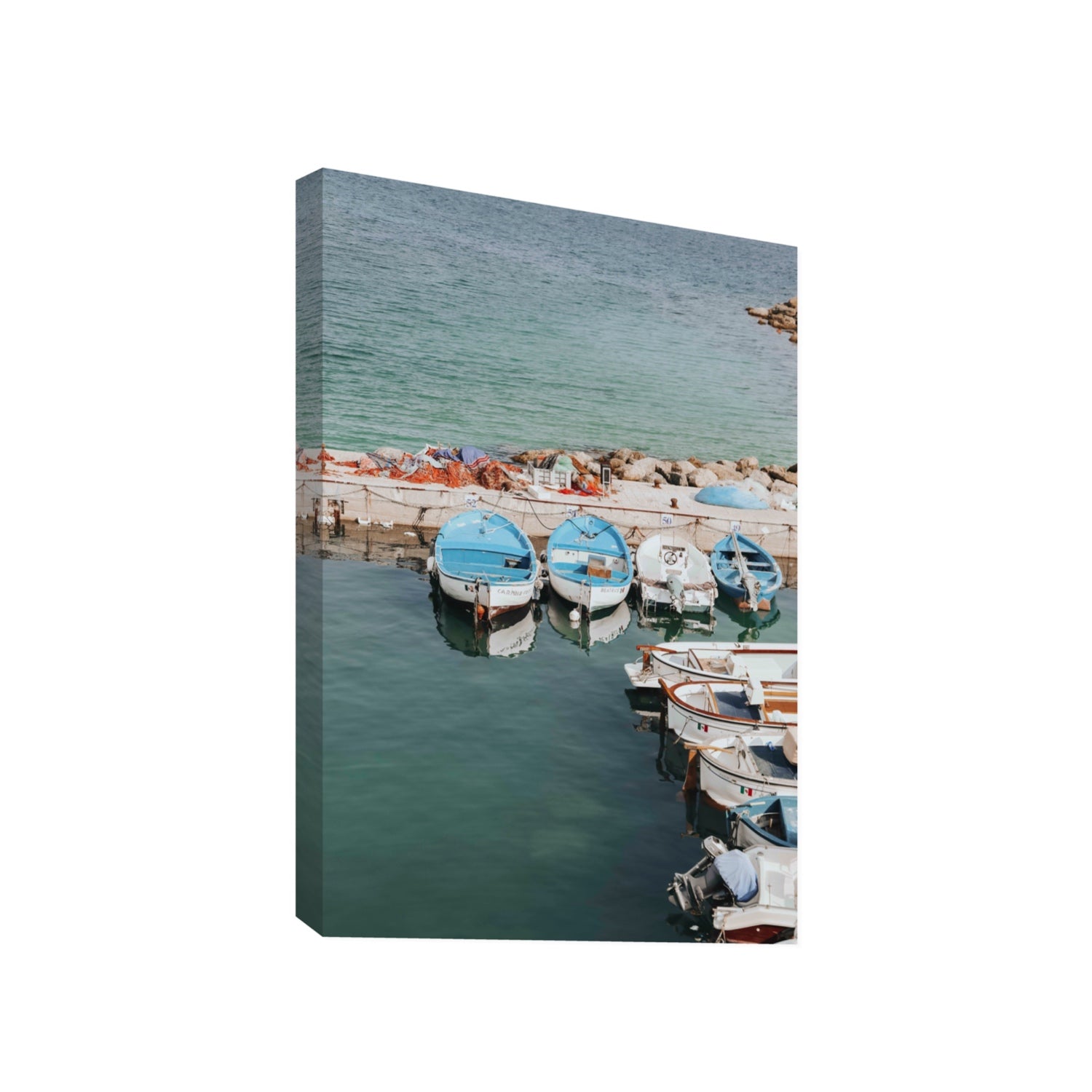 Maritime Memories Puglia Harbour Reflections coastal wall art Gallery stretched canvas print