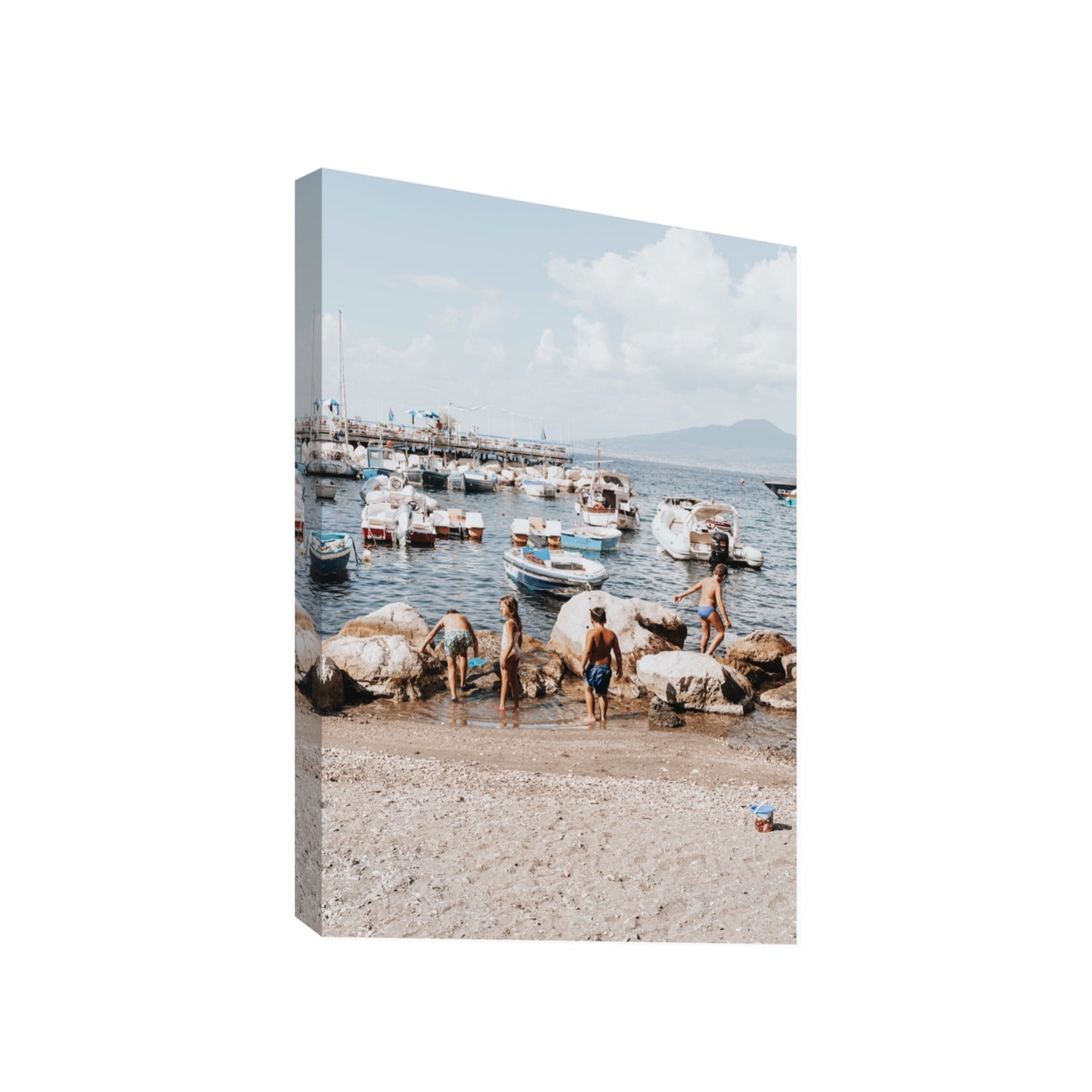 Searching For Treasures Sorrento coastal wall art Gallery stretched canvas print