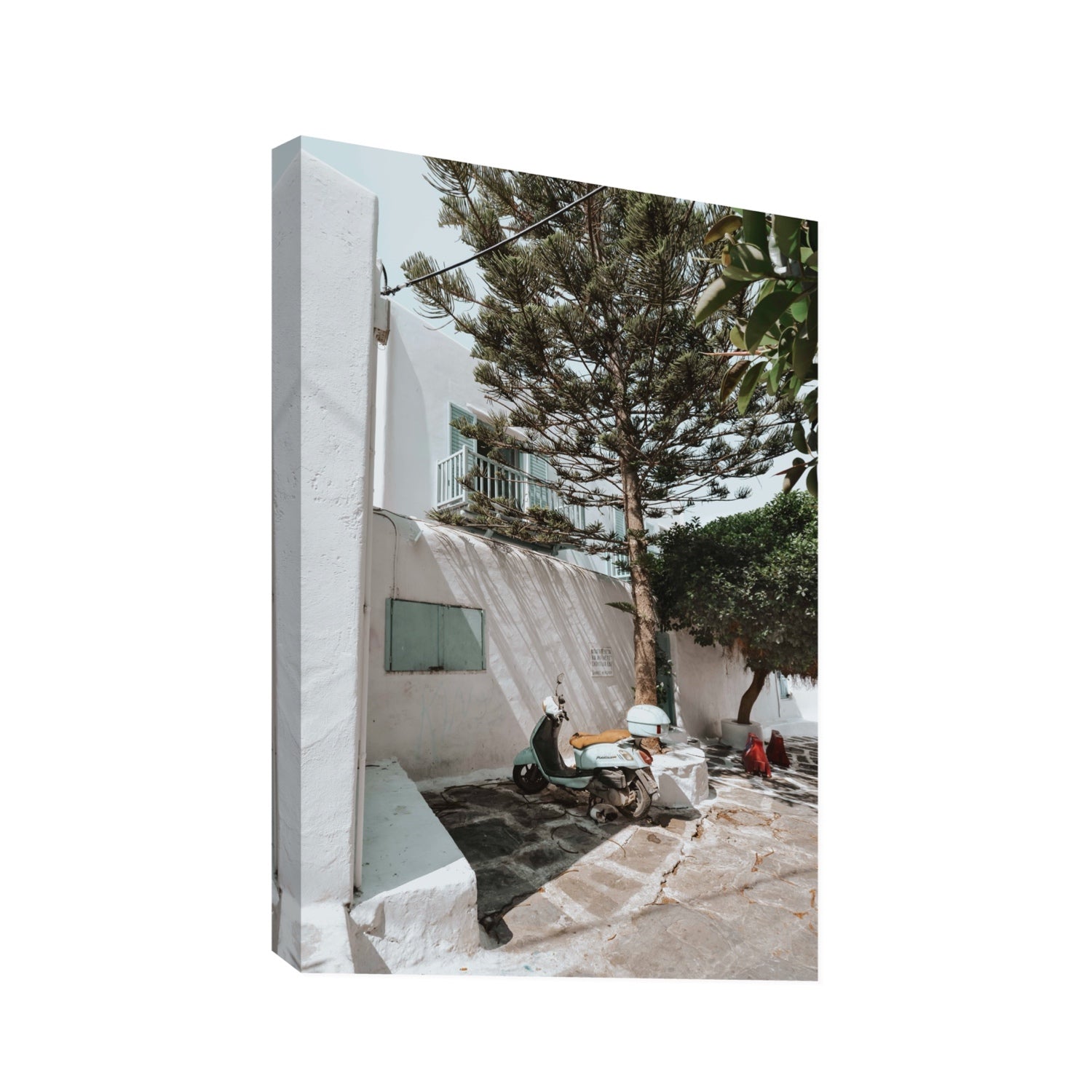 The Getaway Mykonos Mediterranean Greek island art print Statement stretched canvas print