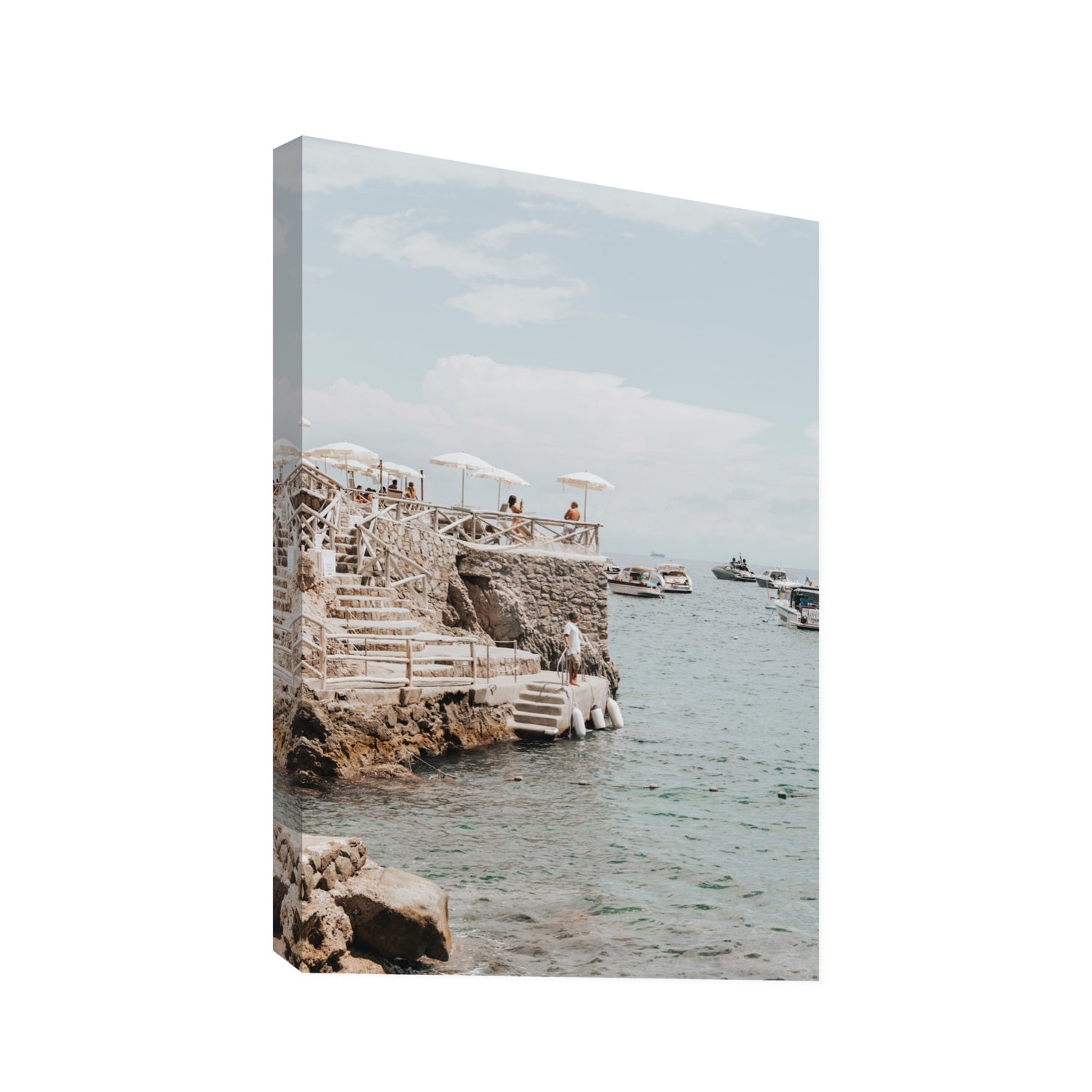 Pier Patrol fine art print, Nerano, Italy, Statement, Stretched Canvas