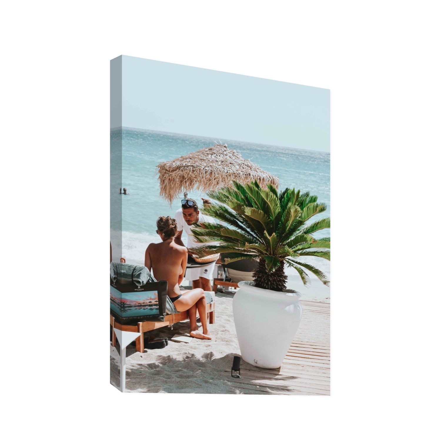 At Your Service Mykonos Greek island wall art Statement stretched canvas print