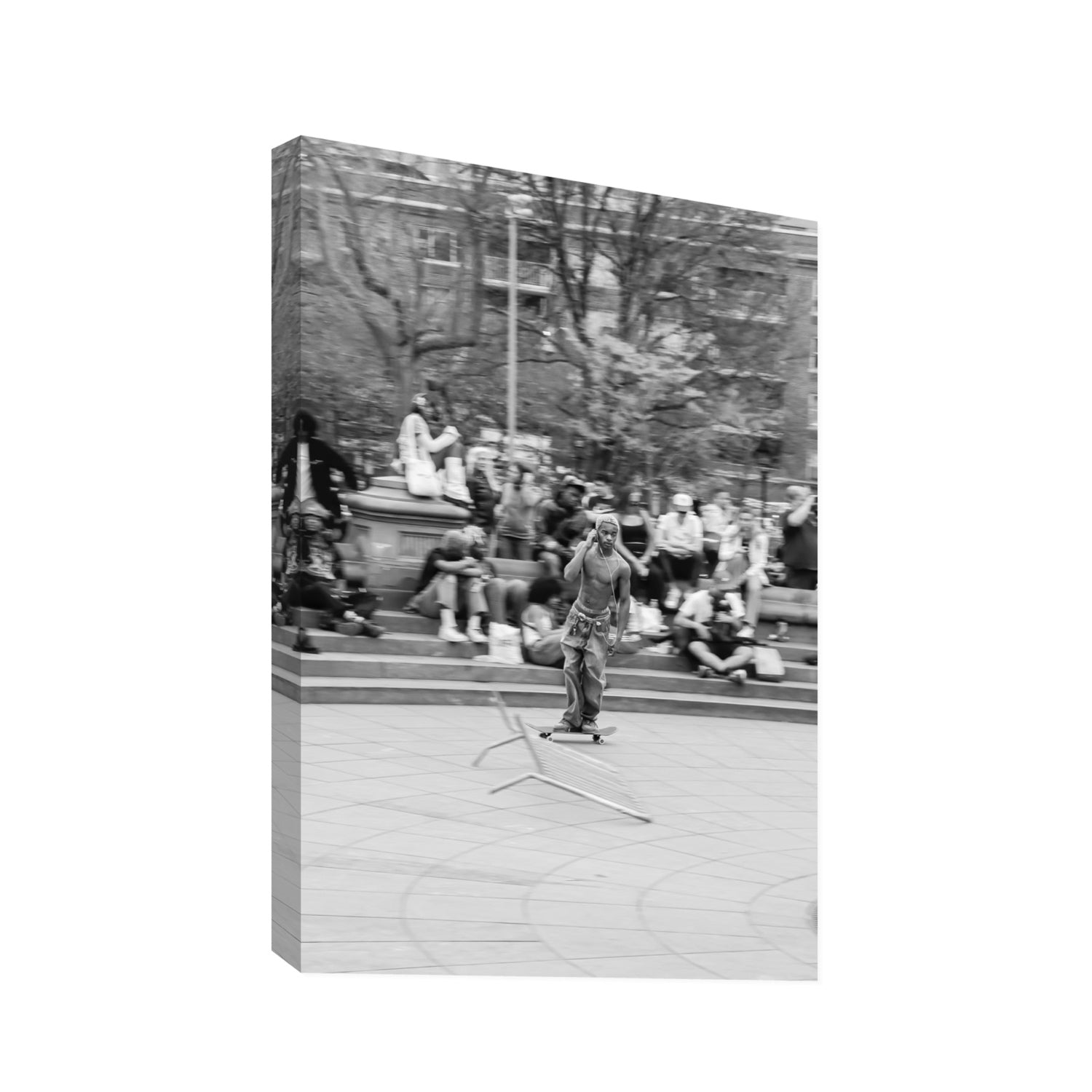 Skate Park Serenade New York NYC Black & White wall art Statement stretched canvas print