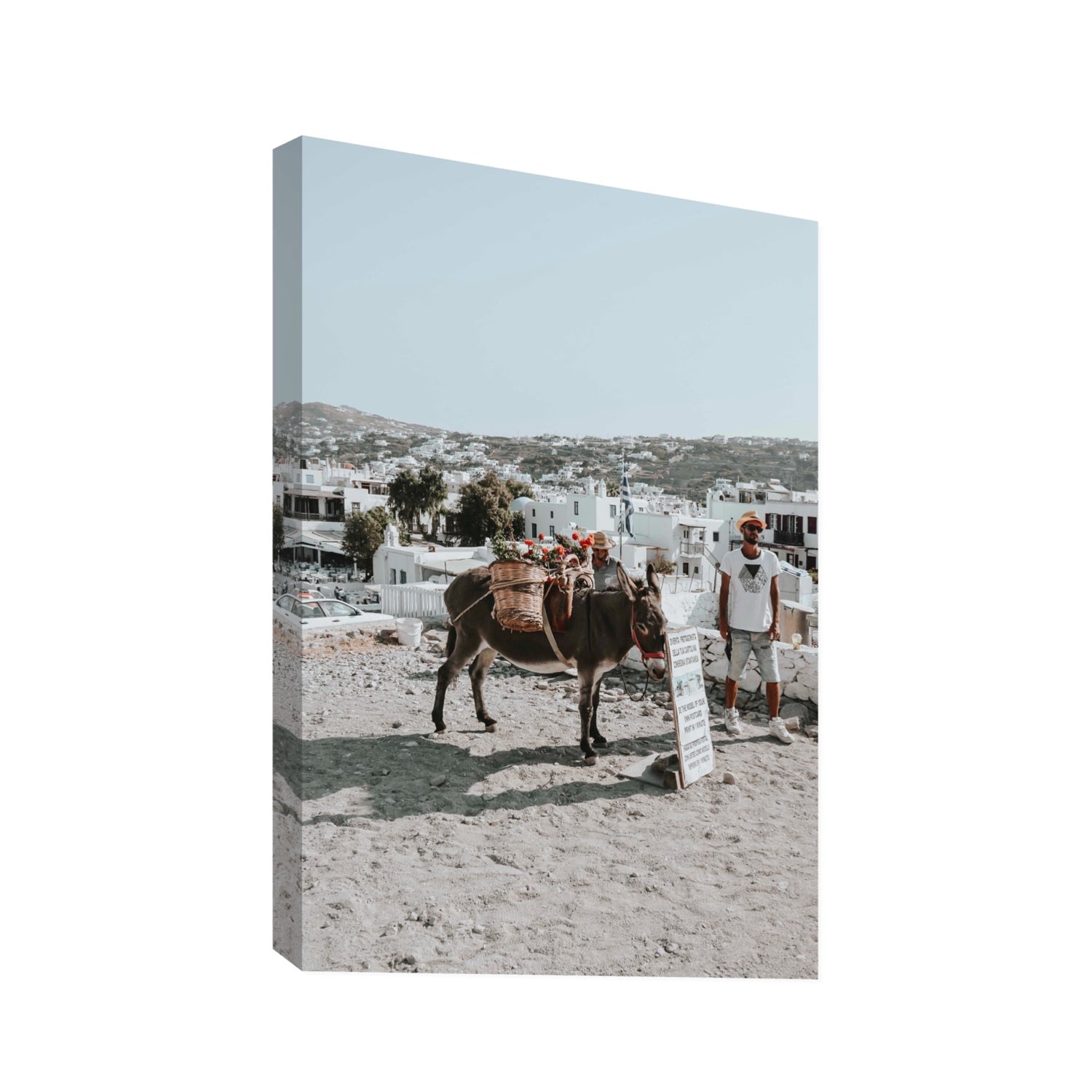 Let The Journey Begin Mykonos Greek island wall art Statement stretched canvas print