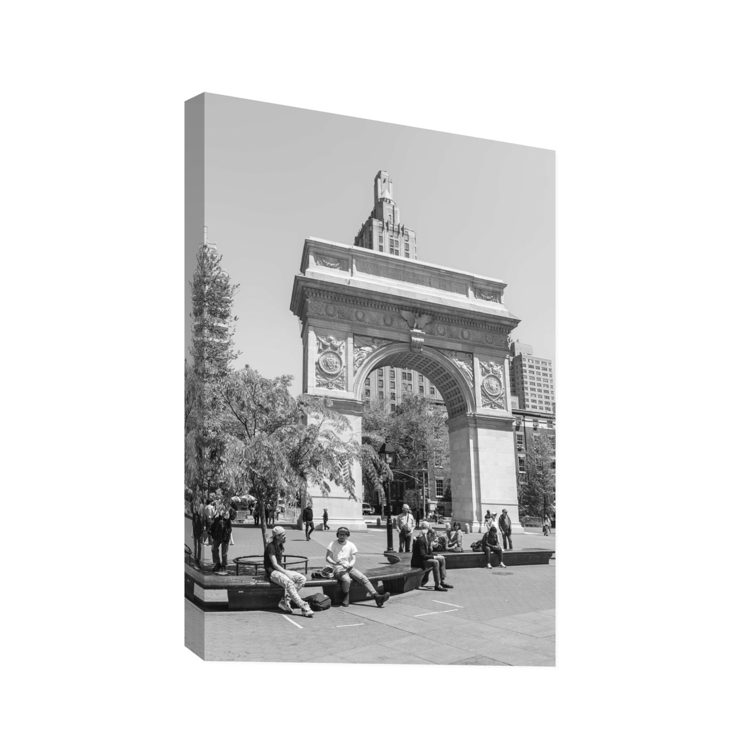 City Picnic New York NYC Black & White wall art Statement stretched canvas print