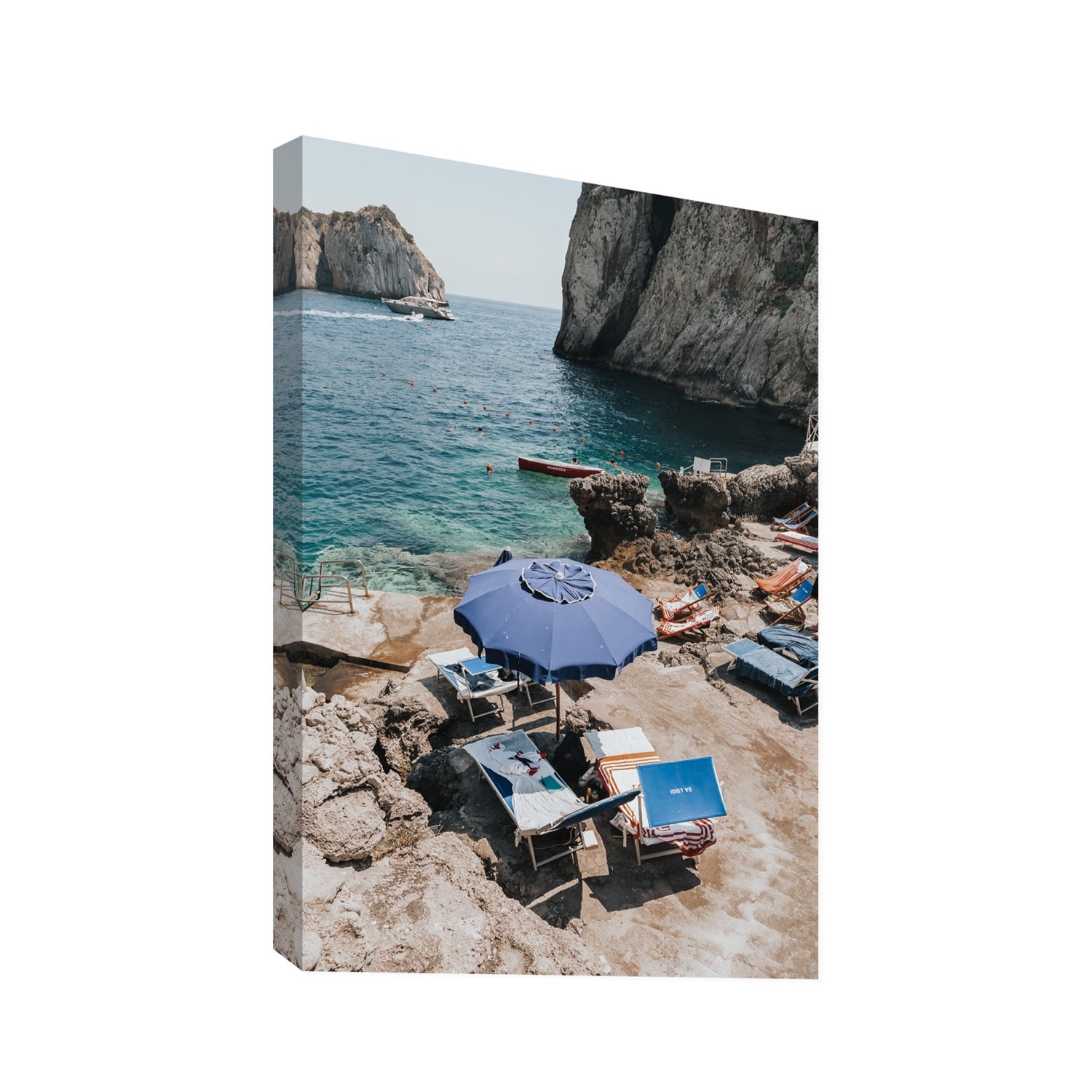 Lonely Loungers fine art print, Capri, Italy, Statement, Stretched Canvas