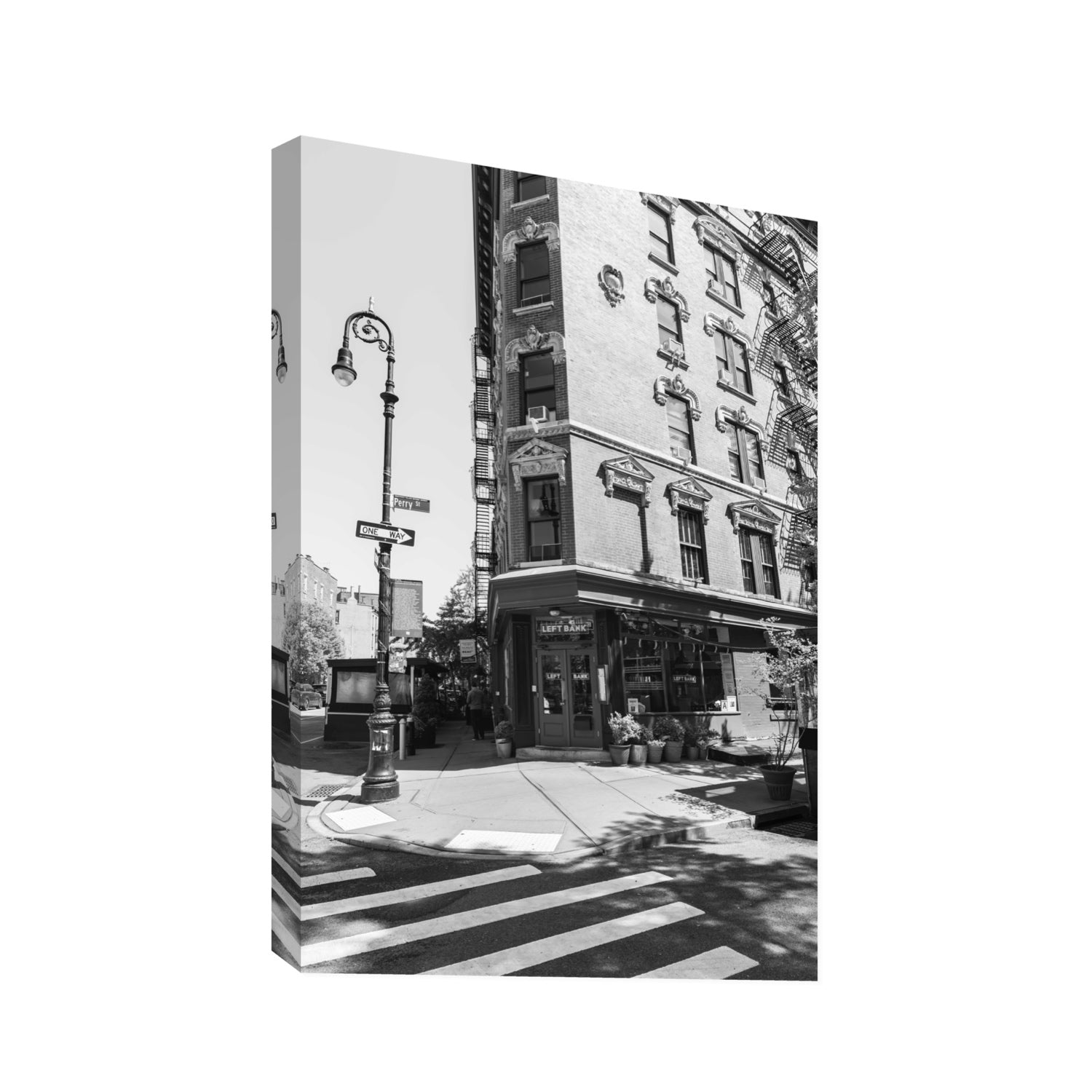Parisian On Perry New York NYC Black & White wall art Statement stretched canvas print