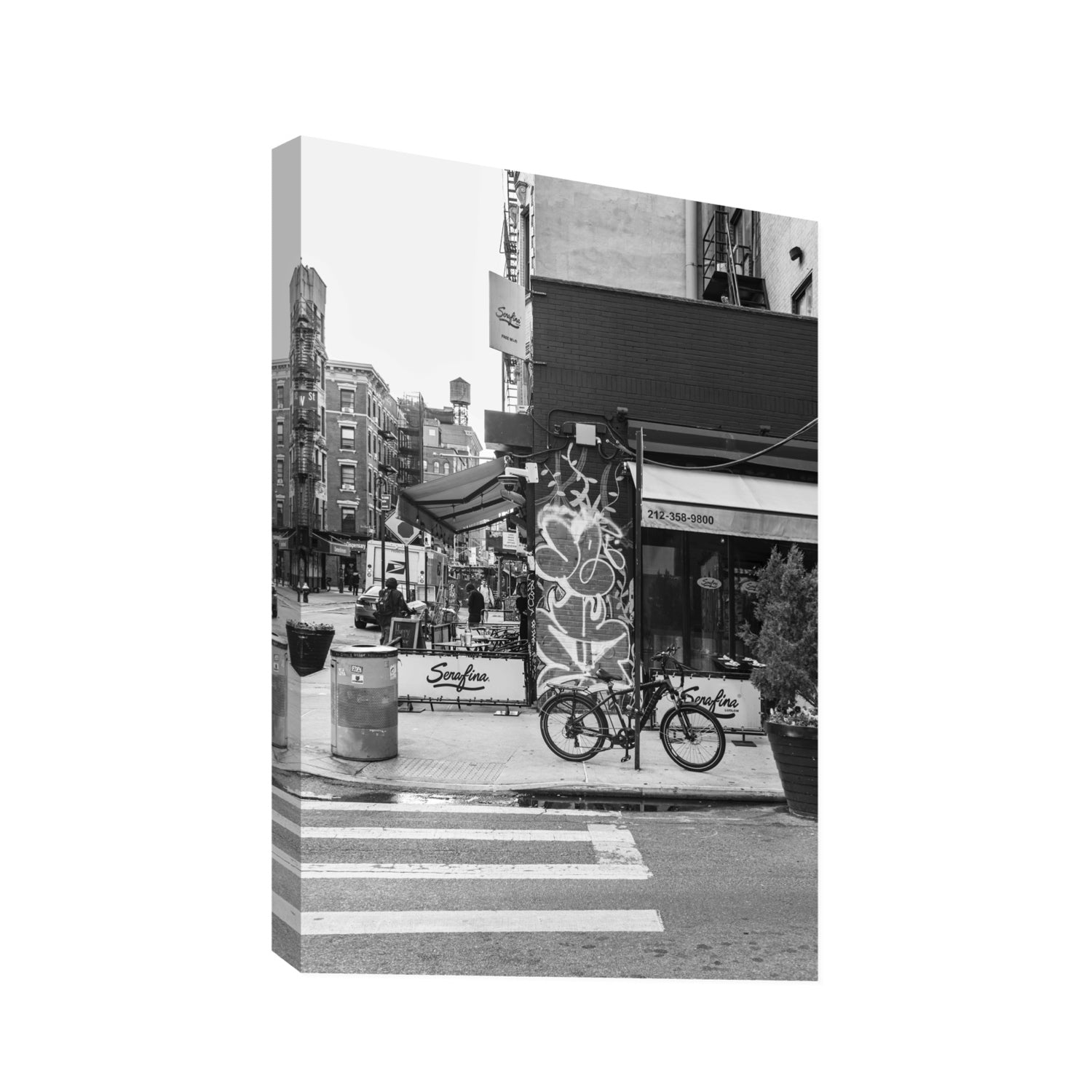 Cafe Canvas New York NYC Black & White wall art Statement stretched canvas print