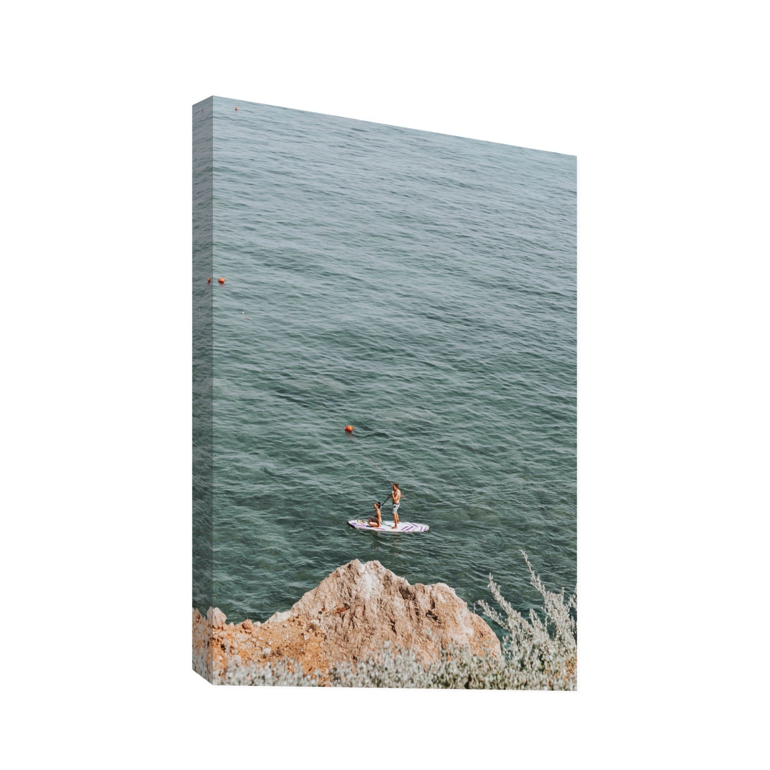 Into The Vibe Without Getting Wet Tuscany coastal wall art Statement stretched canvas print