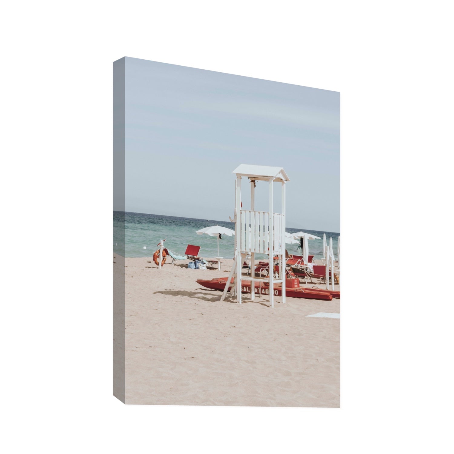 Barefoot Bliss Puglia beach Italian coastal decor wall art Statement stretched canvas print