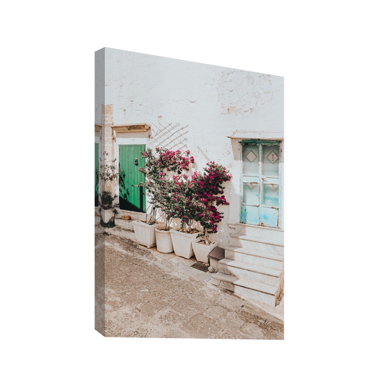Floral Canvas Puglia Ostuni wall art Statement stretched canvas print