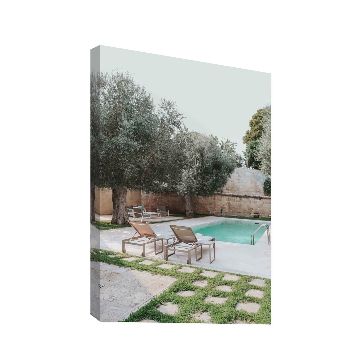 Olive Oasis Puglia Mediterranean wall art Statement stretched canvas print