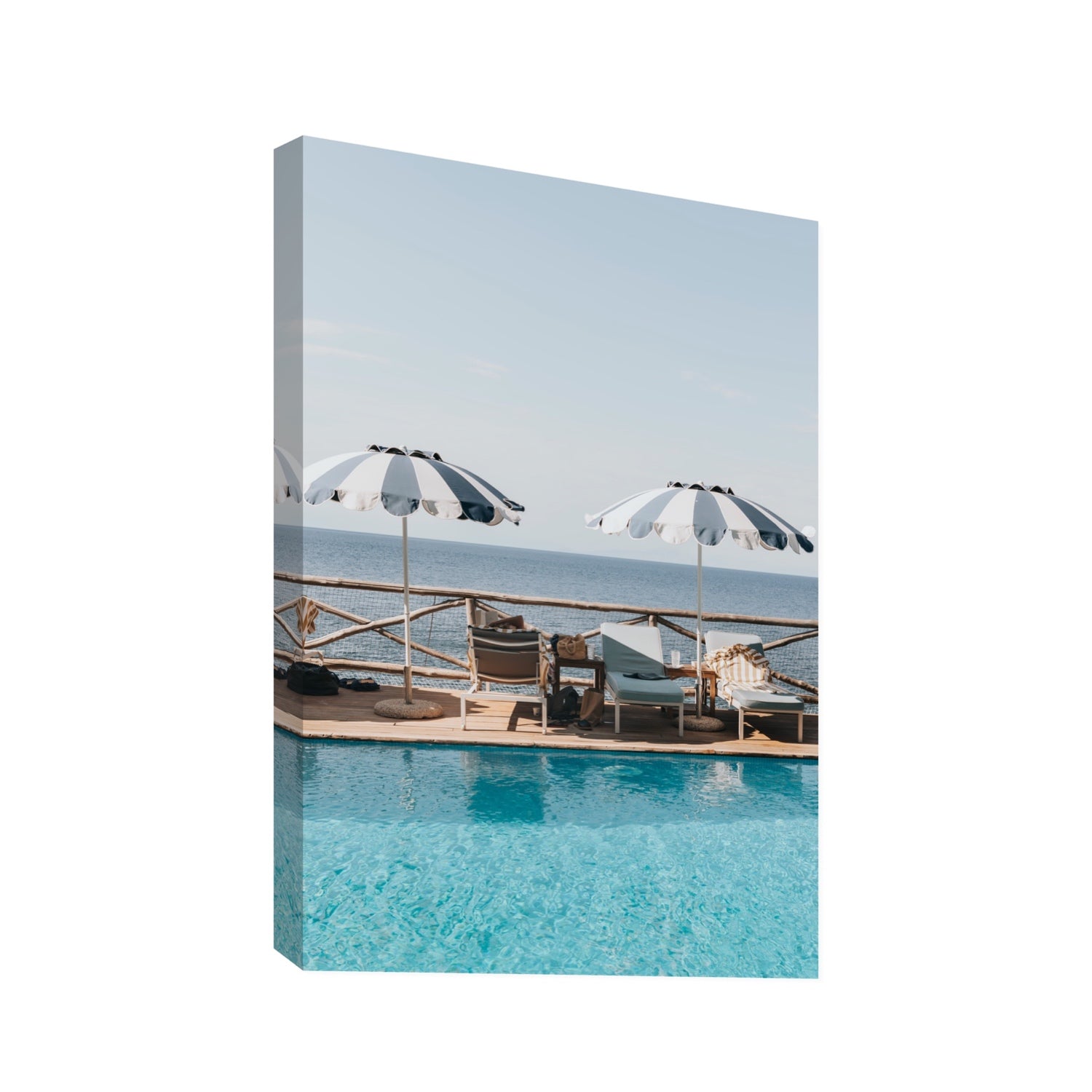 Beach Retreat fine art print, Ischia, Italy, european beach clubs artwork, Statement, Stretched Canvas