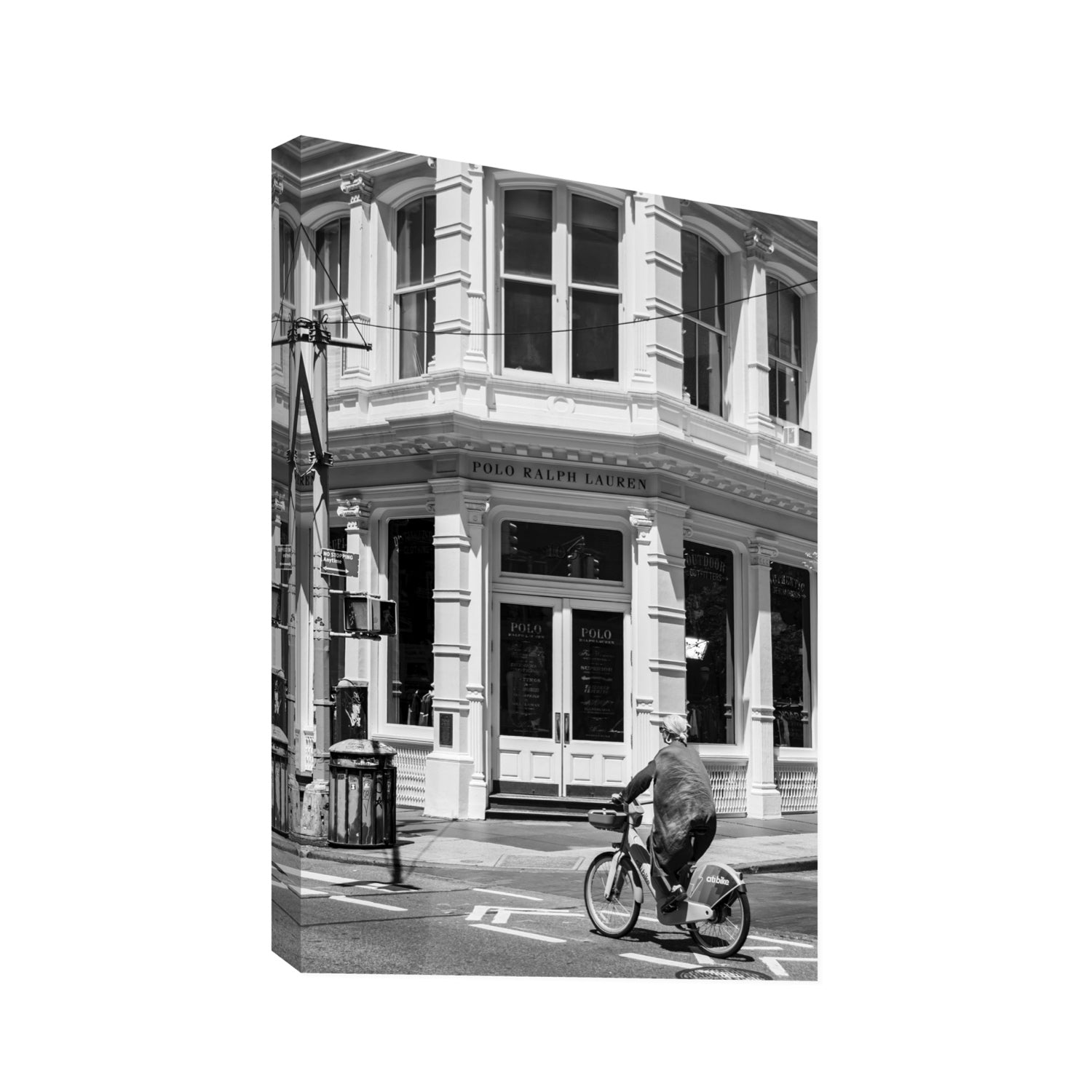 Downtown Rider New York NYC Black & White wall art Statement stretched canvas print