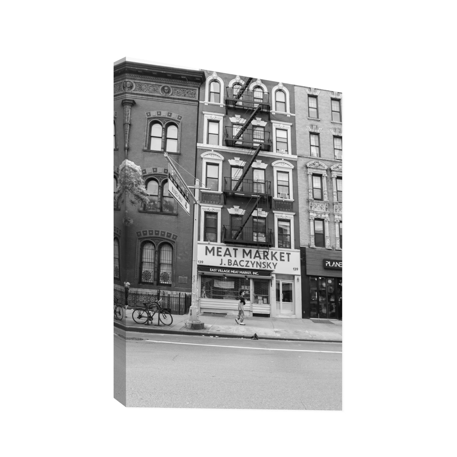 Vertical Village New York NYC Black & White wall art Statement stretched canvas print