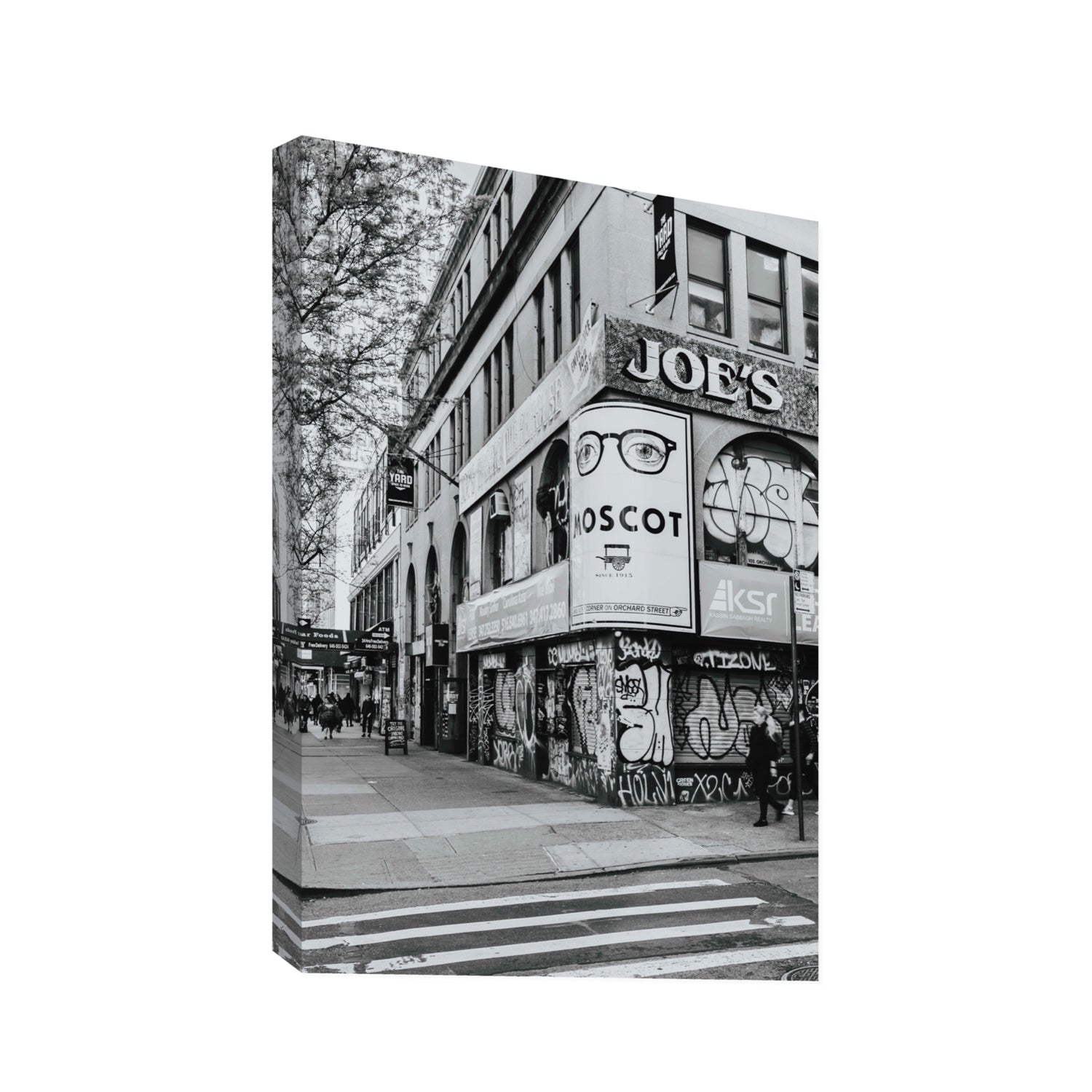 Lower East Side Murals New York NYC Black & White wall art Statement stretched canvas print