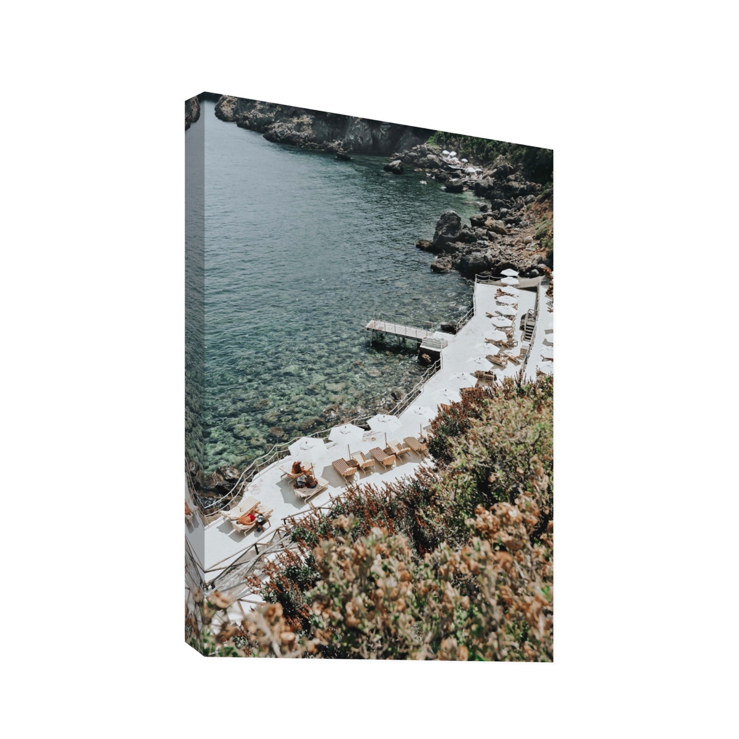 Go Beyond The Postcard Tuscany coastal wall art Statement stretched canvas print