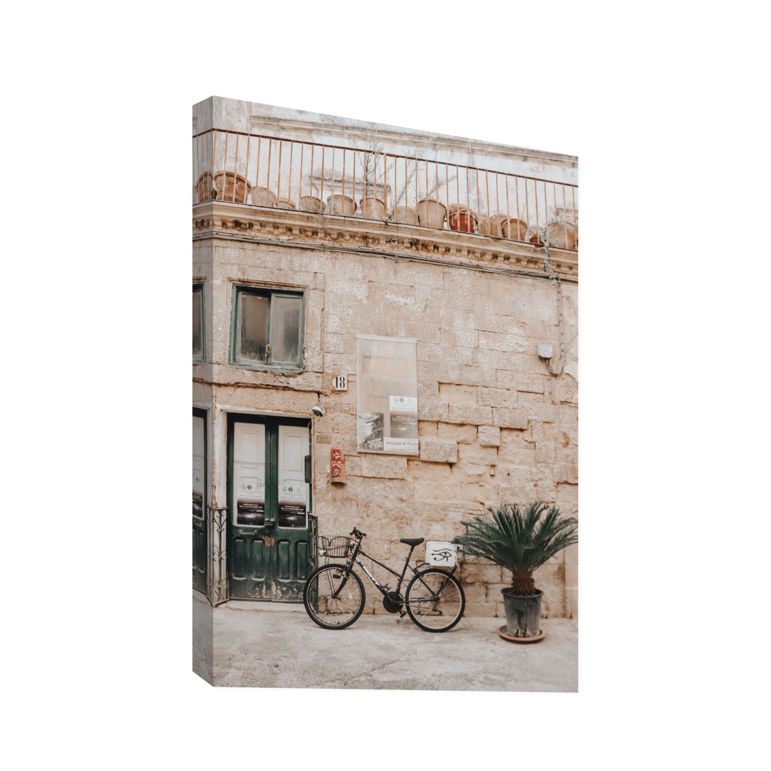 Golden Facades Puglia Lecce Italian wall art Statement stretched canvas print
