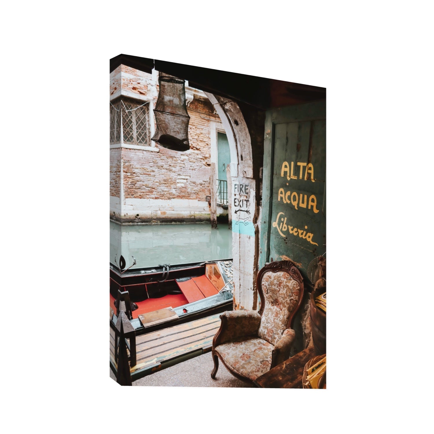 Alta Acqua Venice Bookstore wall art Statement stretched canvas print