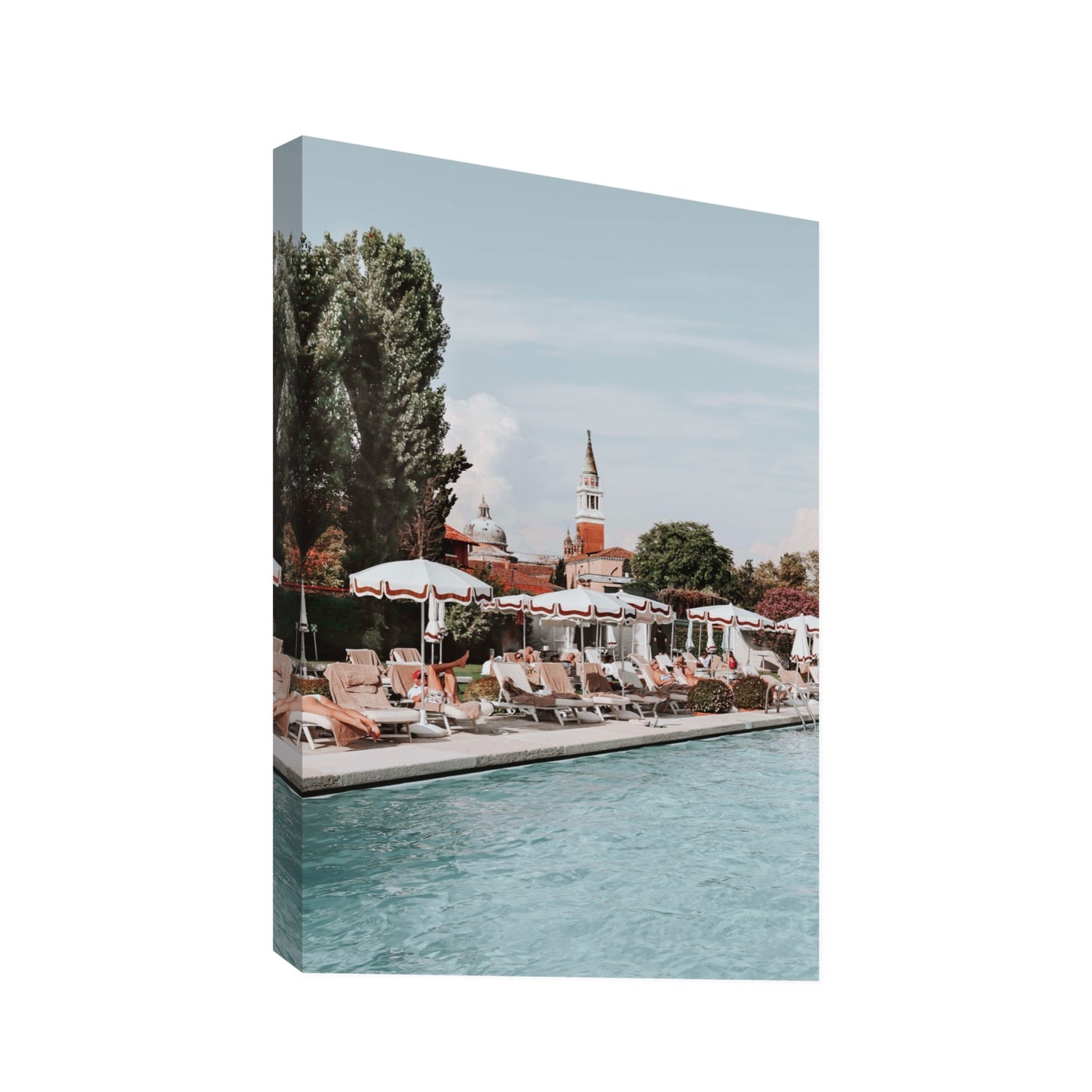 Poolside Perch Venice Italian wall art Statement stretched canvas print