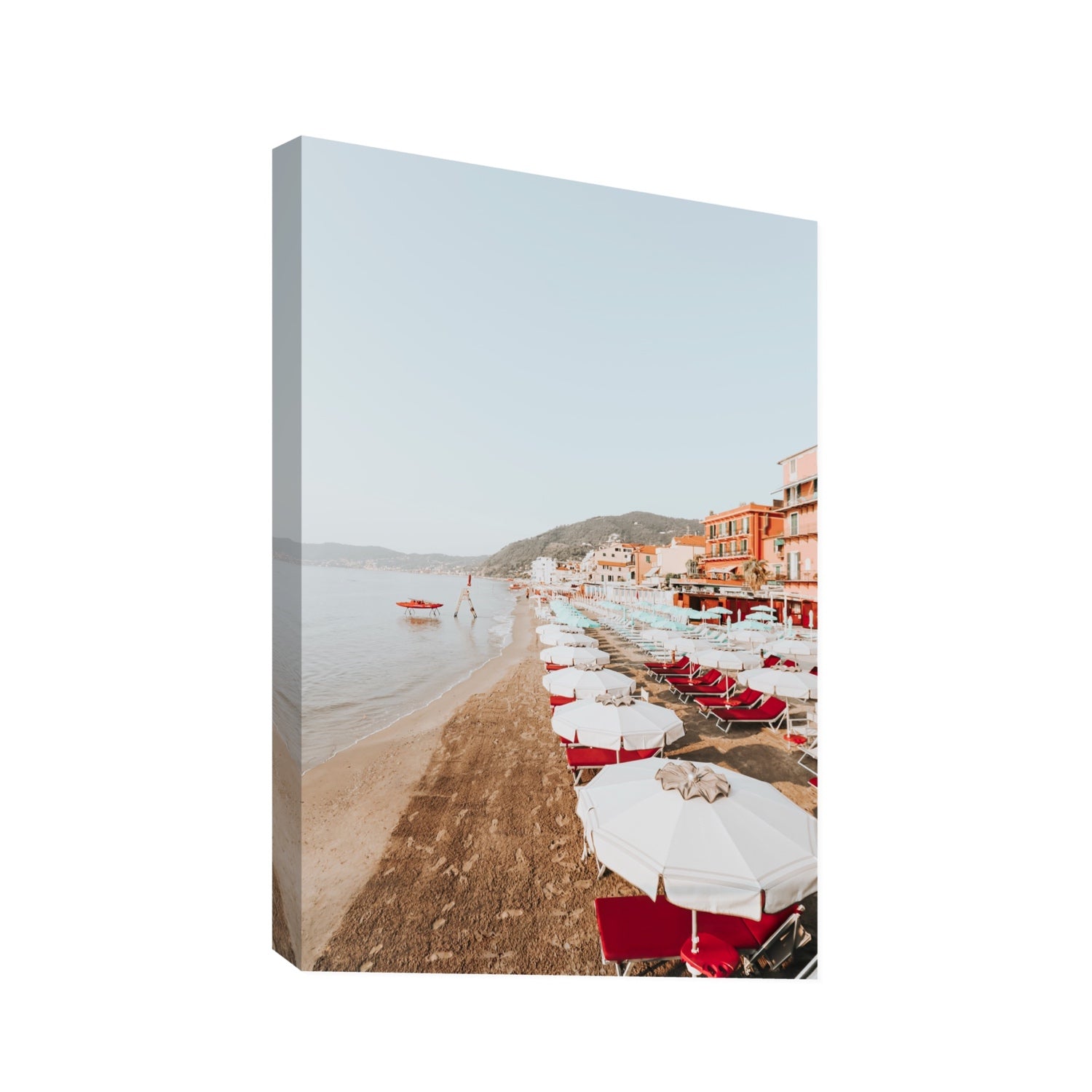 Italian Riviera fine art print, Alassio, Italy, coastal scenes artwork, Statement, Stretched Canvas