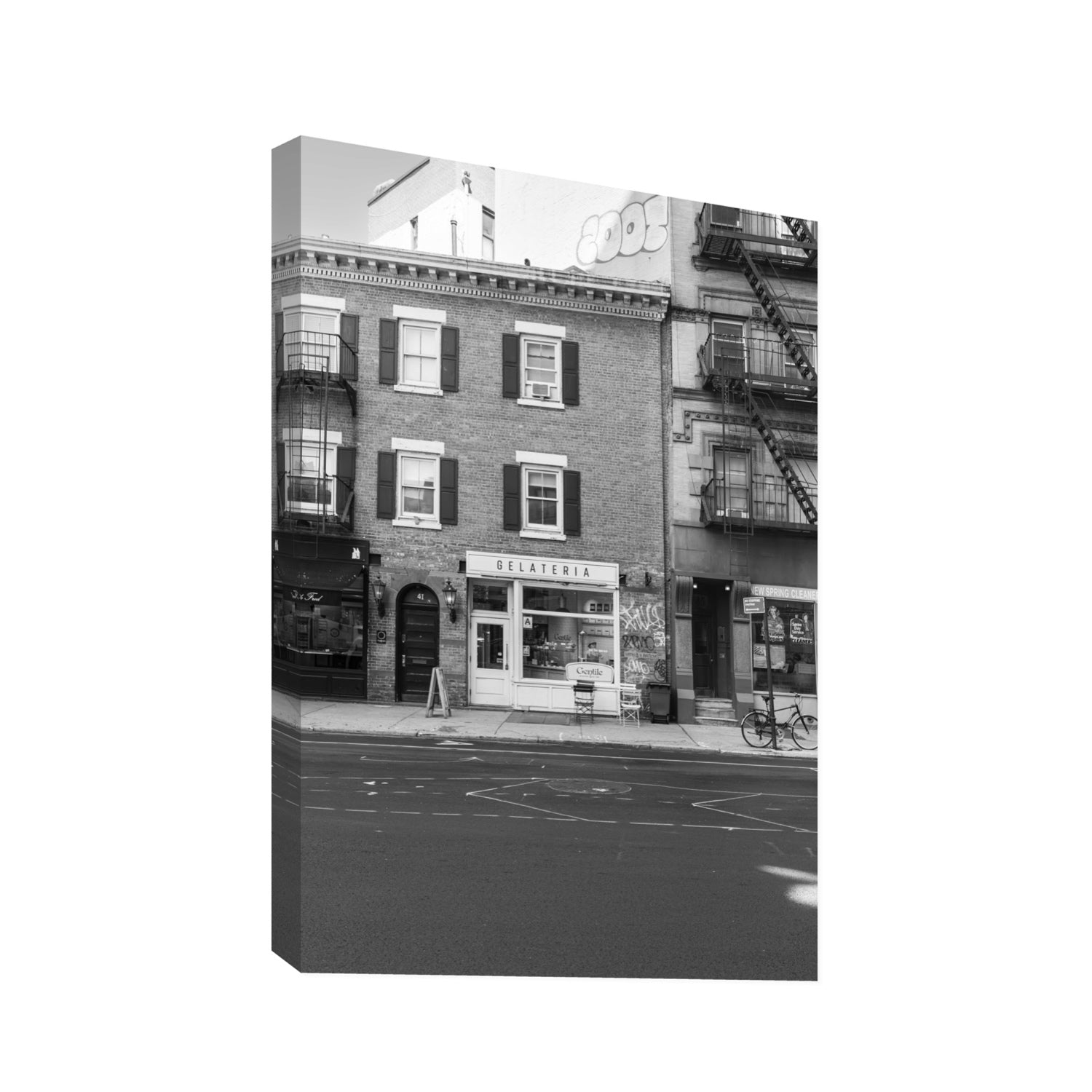 Gelateria New York NYC Black & White wall art Statement stretched canvas print