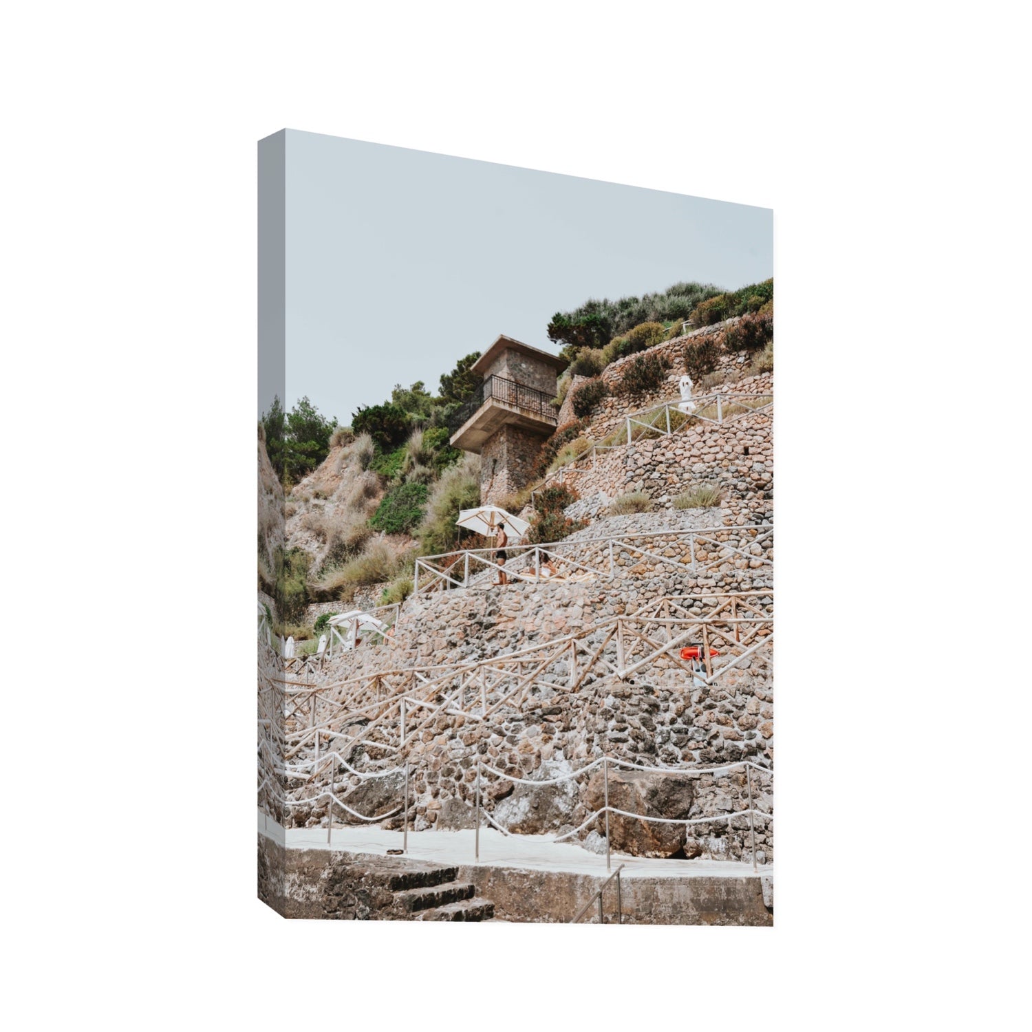 Solitude by the Sea Tuscany coastal Italian wall art Statement stretched canvas print