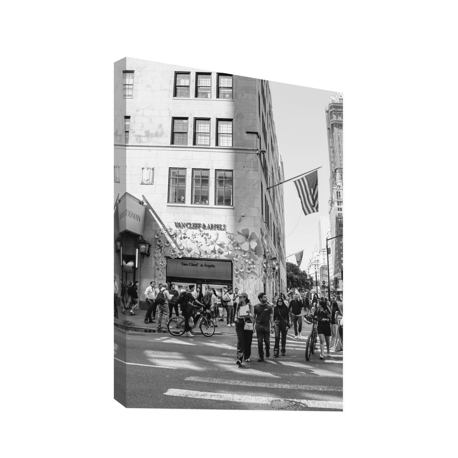 Sidewalk Shuffle New York NYC Black & White wall art Statement stretched canvas print
