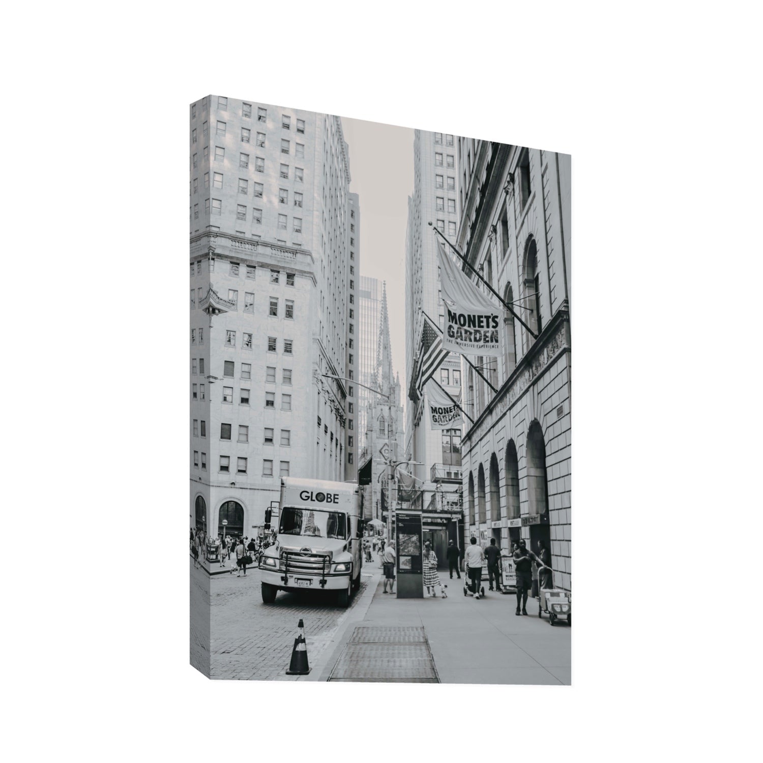Metropolitan Monotone New York NYC Black & White wall art Statement stretched canvas print
