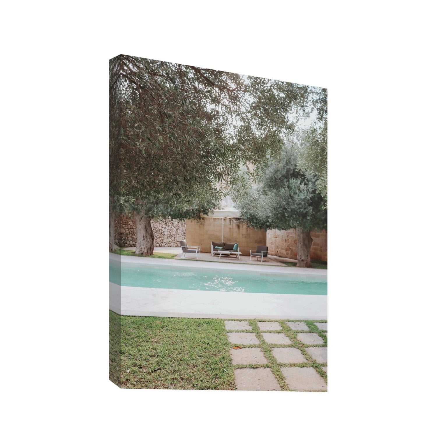 Idyllic Escape Puglia Mediterranean wall art Statement stretched canvas print