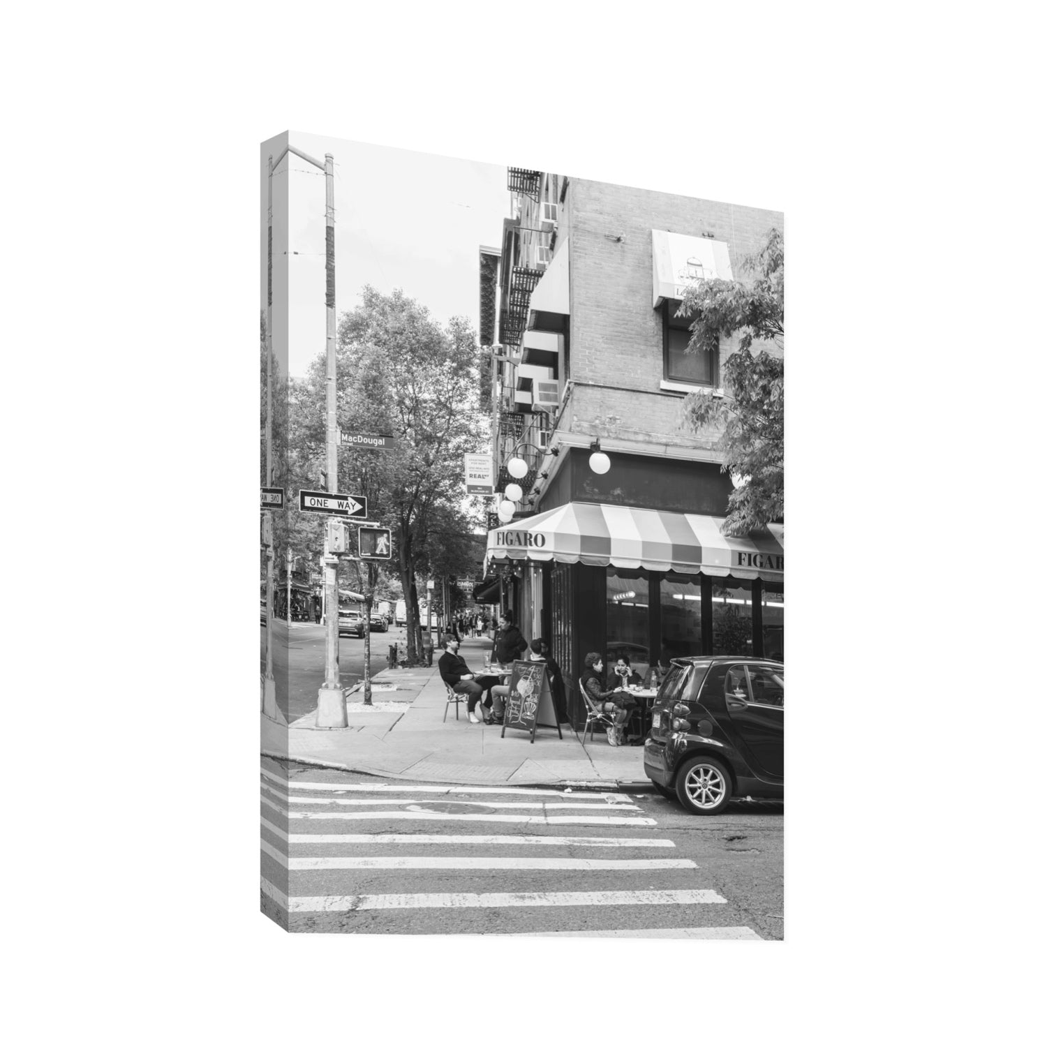 Figaro New York NYC Black & White wall art Statement stretched canvas print