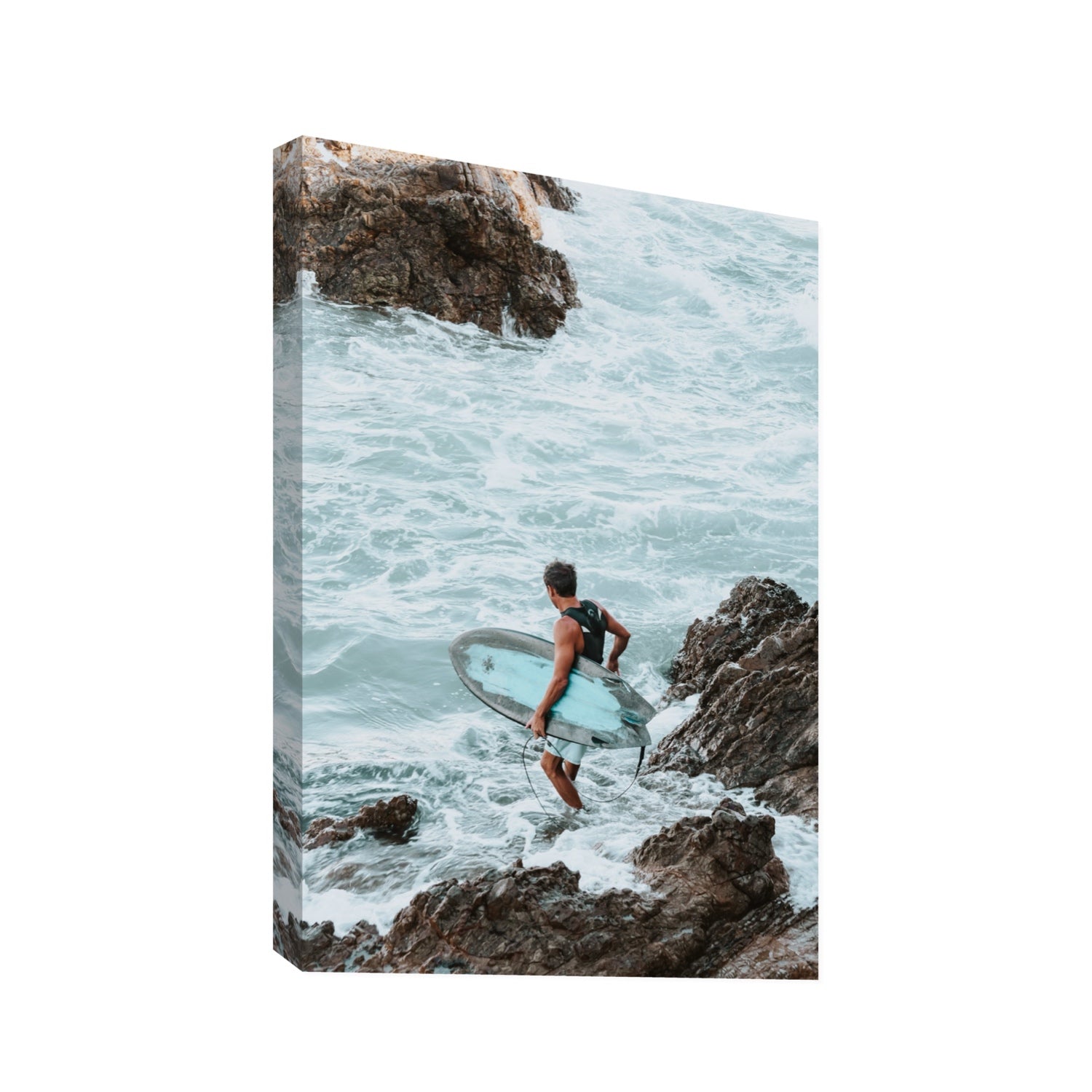 Into The Soup Byron Bay Surf coastal wall art Statement stretched canvas print