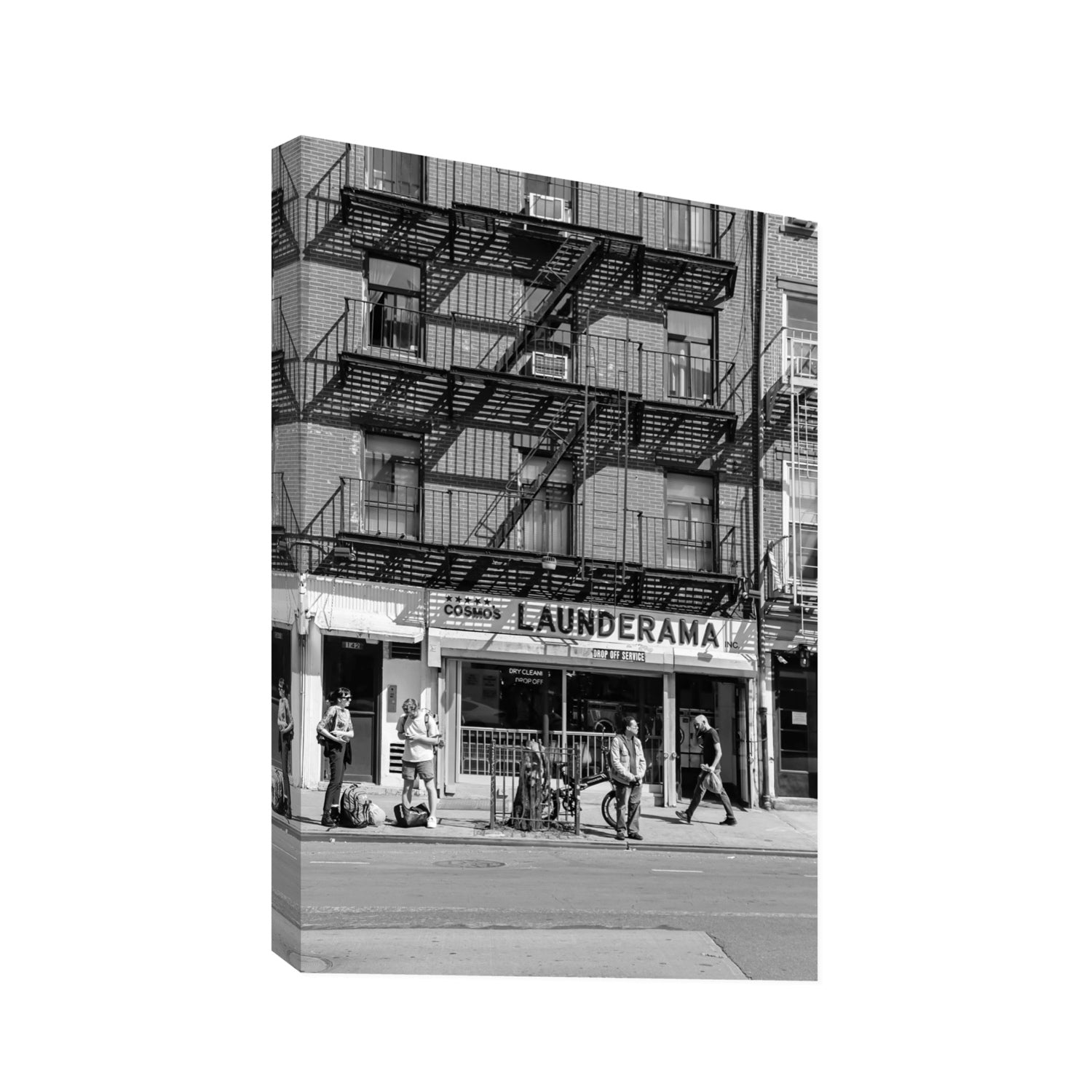 Bus Stop New York NYC Black & White wall art Statement stretched canvas print