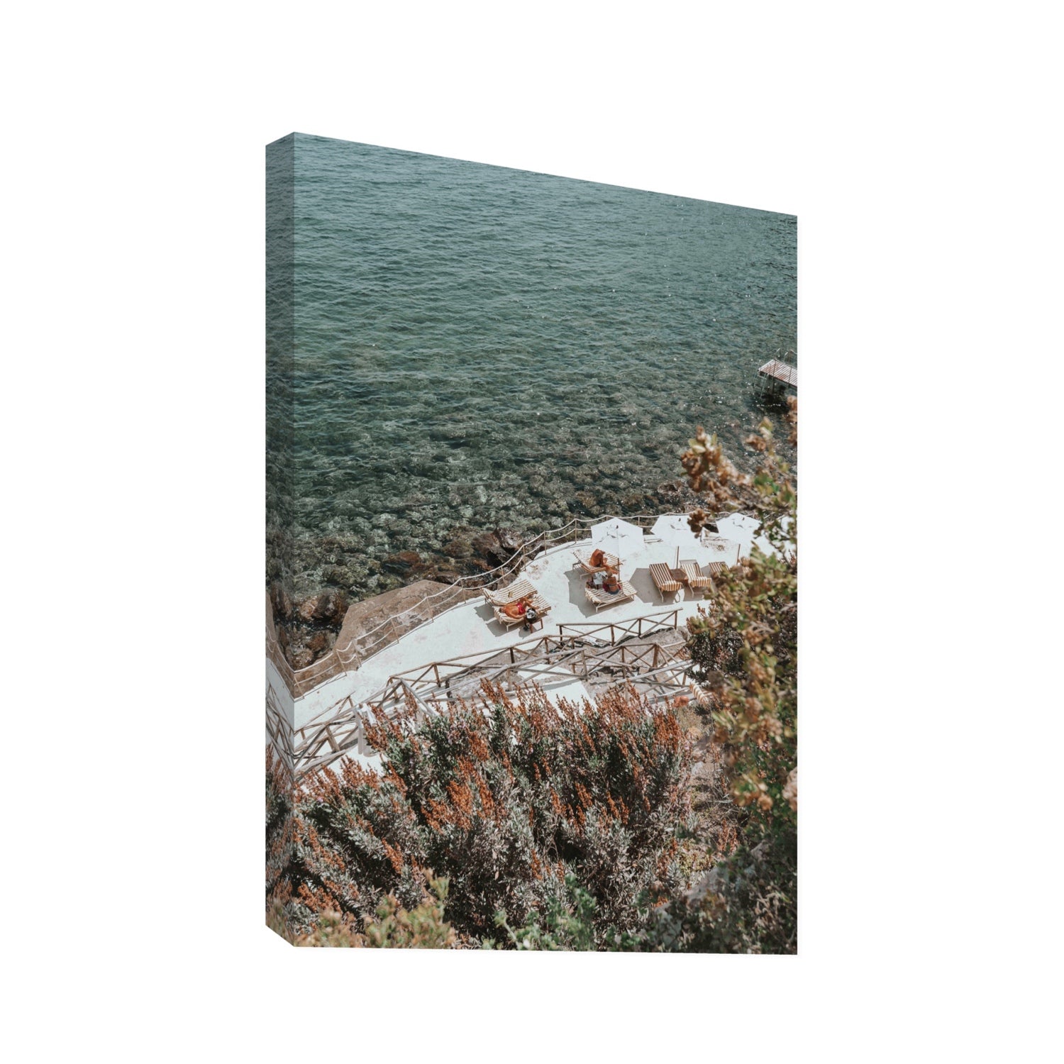 Hidden Gem Tuscany coastal wall art Statement stretched canvas print