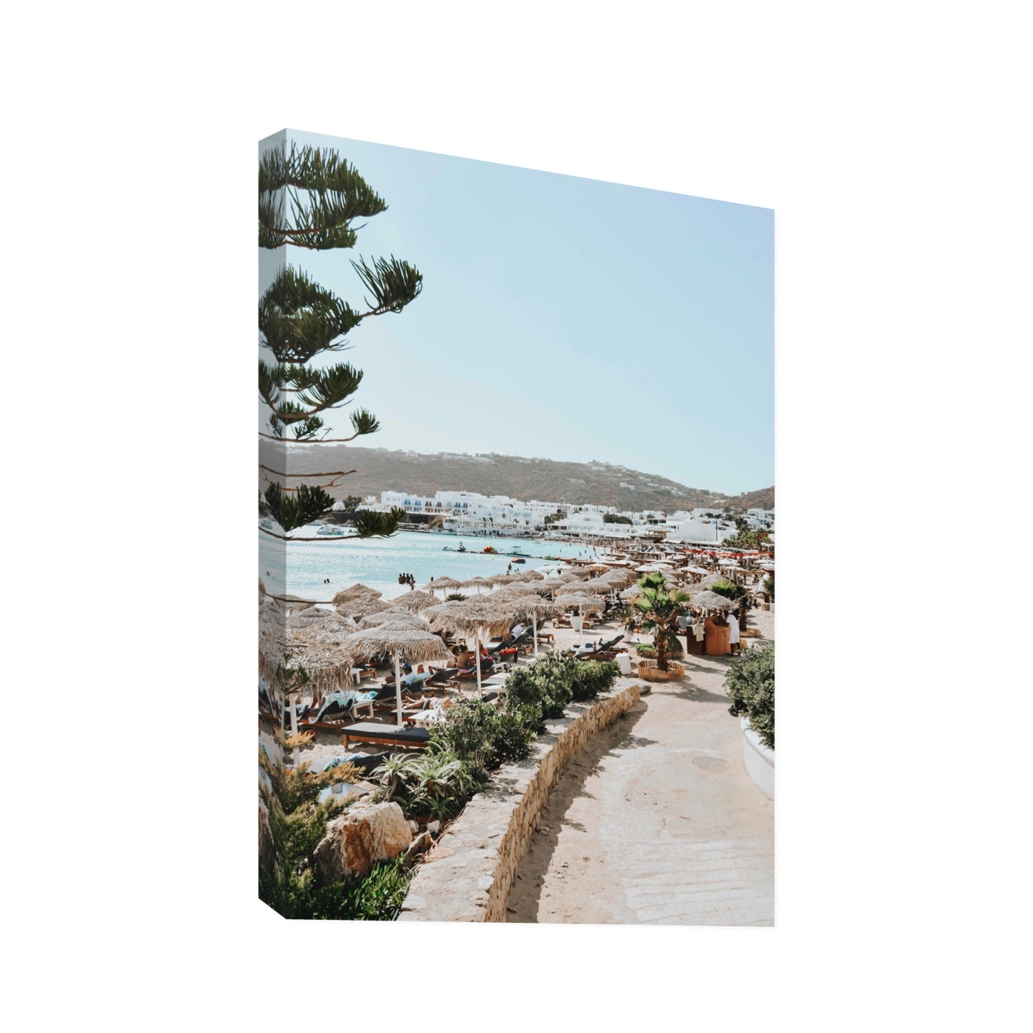 All Roads Lead To The Beach Mykonos Greek island wall art Statement stretched canvas print