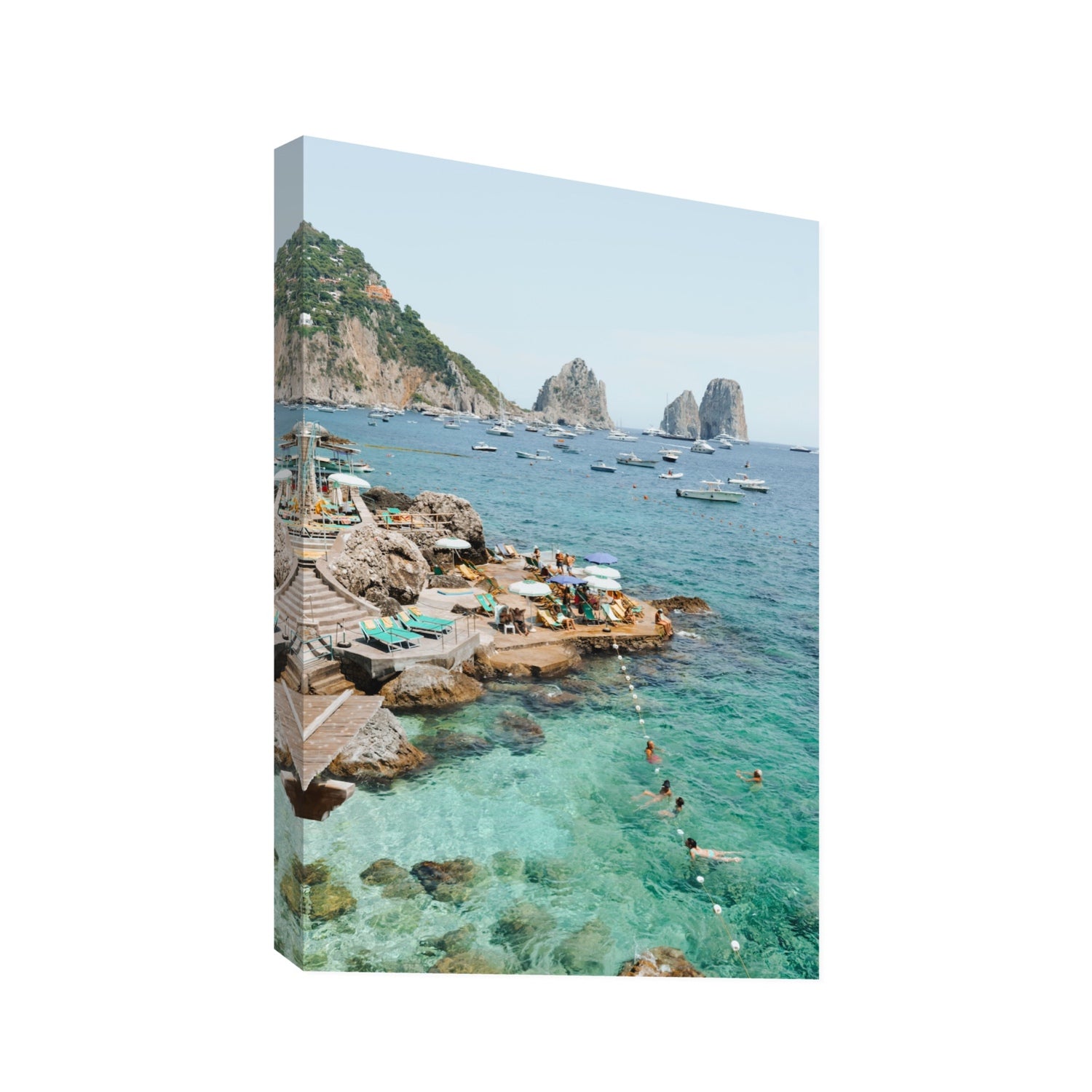Summertime Blues Capri Mediterranean wall art Statement stretched canvas print