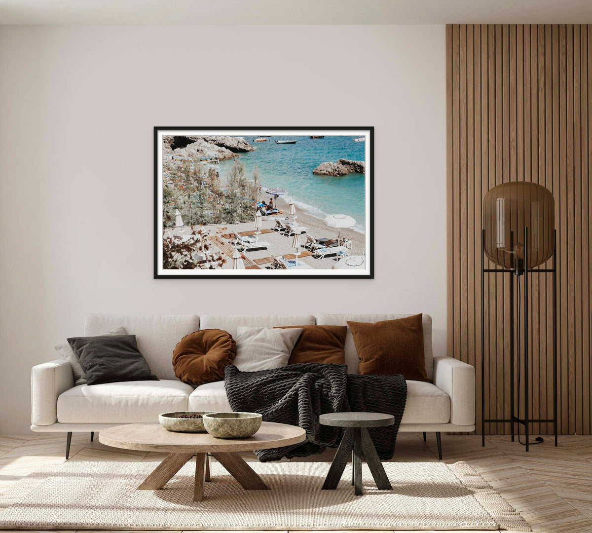 Life Could Be A Dream Amalfi wall art black framed print styled in a room