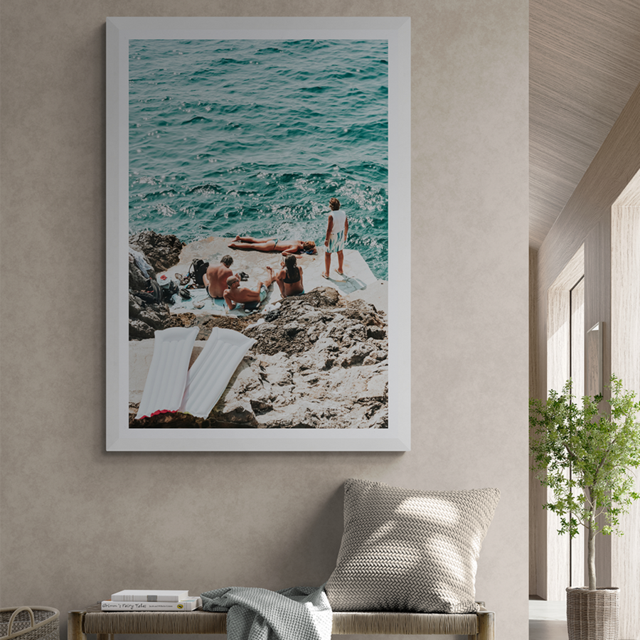 Gli Amici Praiano Amalfi Coast coastal wall art framed print styled in a room
