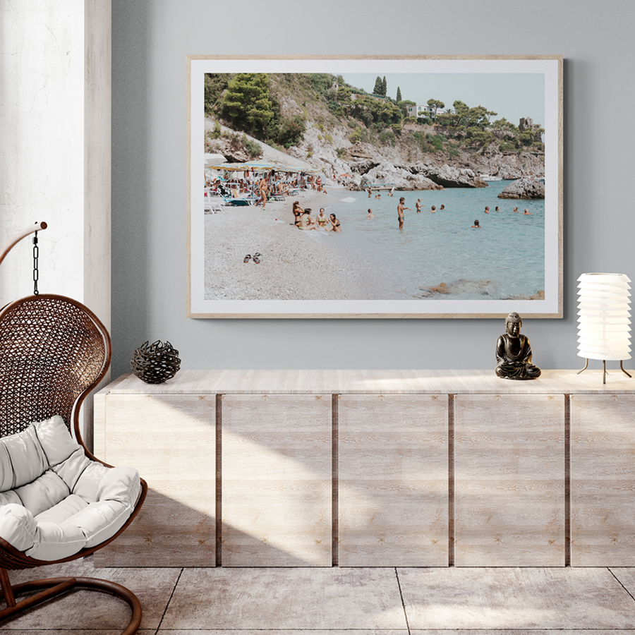 La Vacanza Amalfi Mediterranean wall art framed print styled in a room