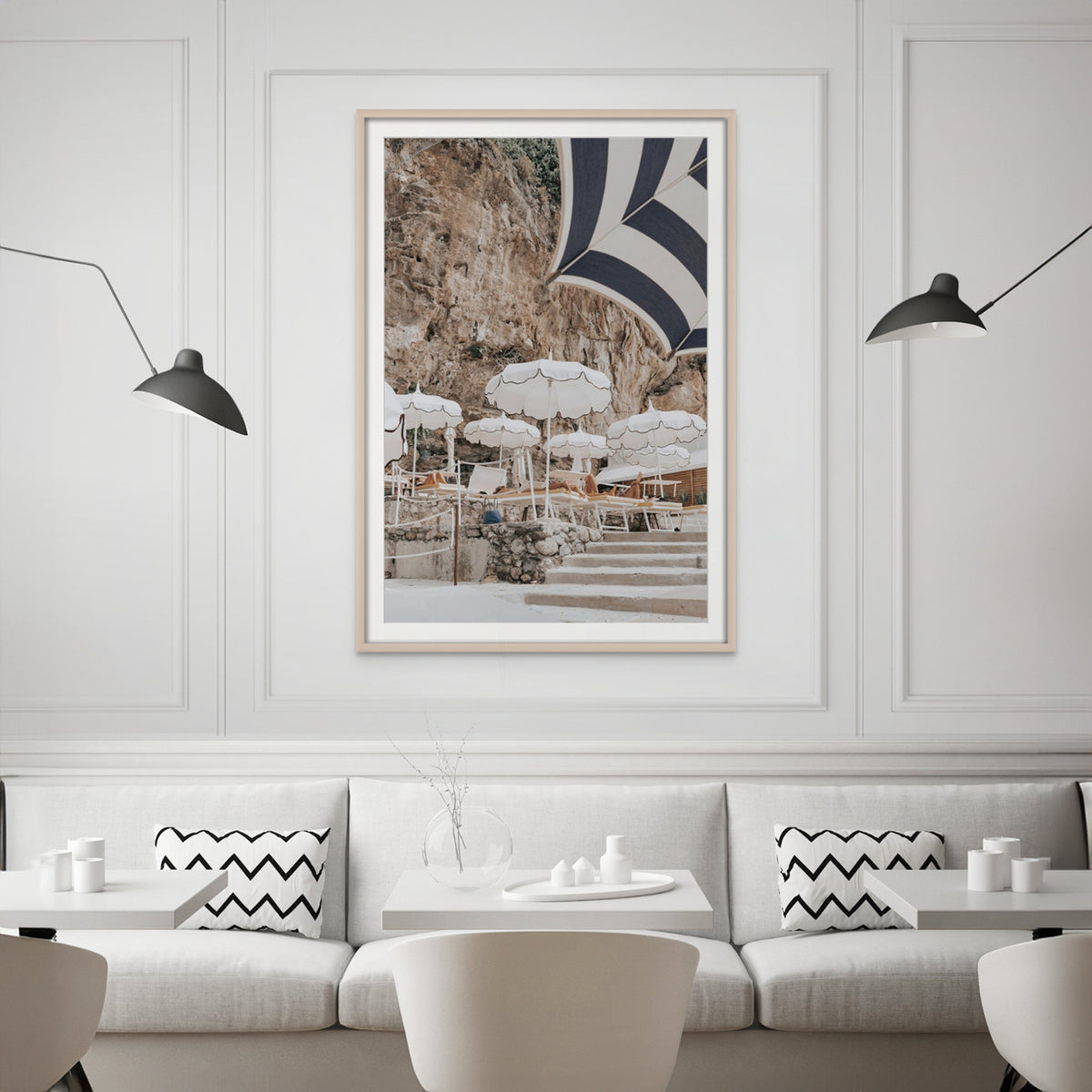 Rocky Refuge framed wall art print styled in a hospitality setting