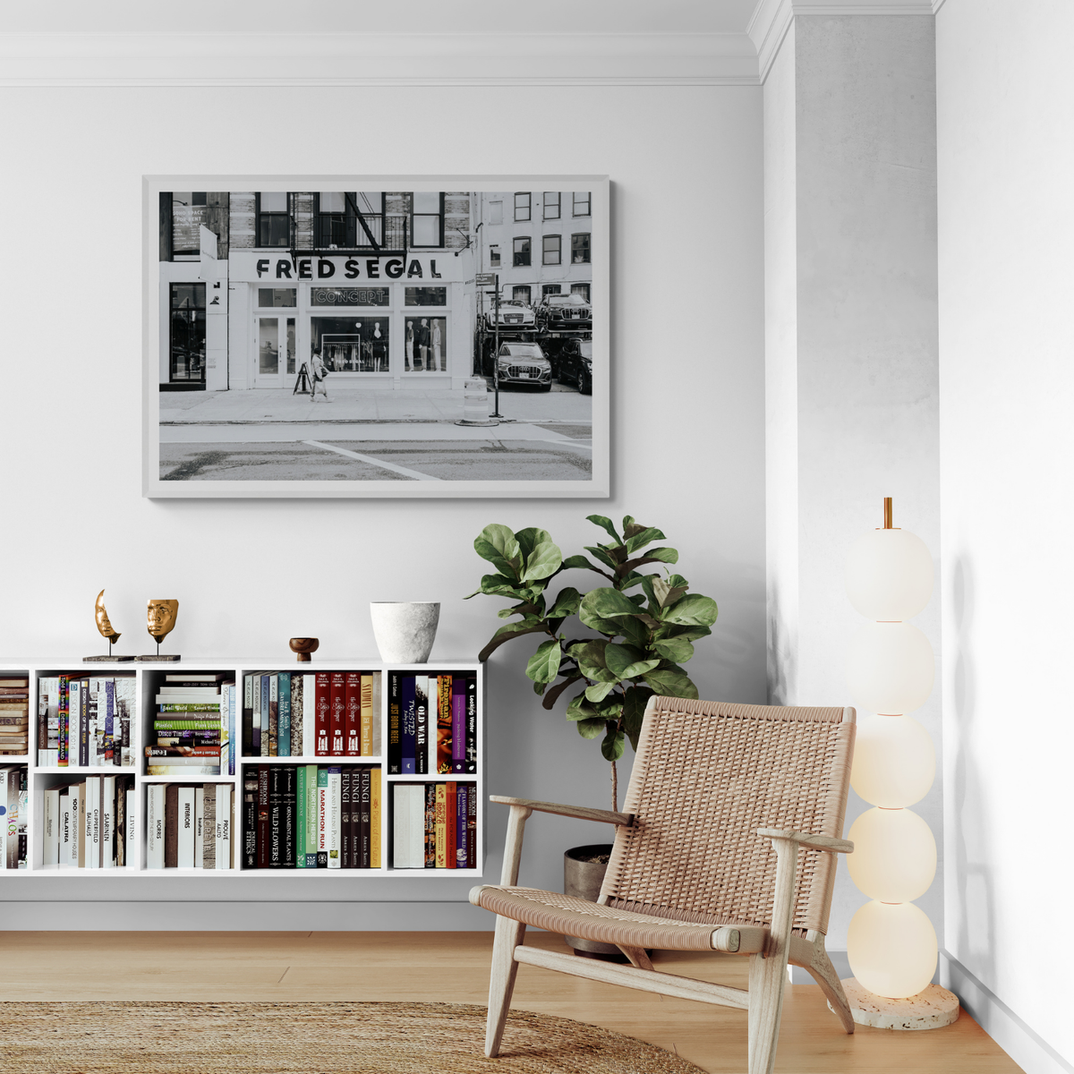 Noir York New York NYC Black & White wall art framed print styled in a room