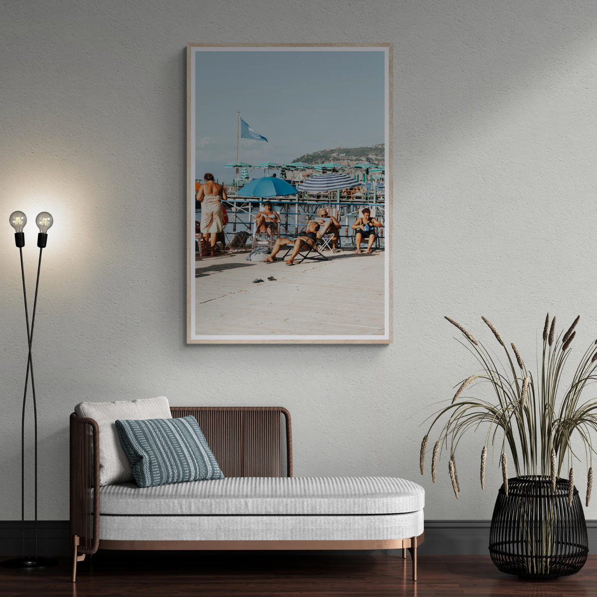 The Golden Years Sorrento Italian wall art framed print styled in a room