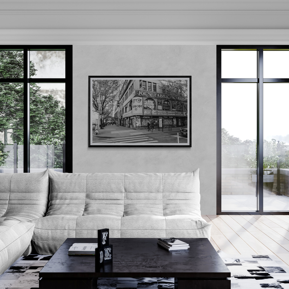 Wall Poetry New York NYC Black & White wall art framed print styled in a room