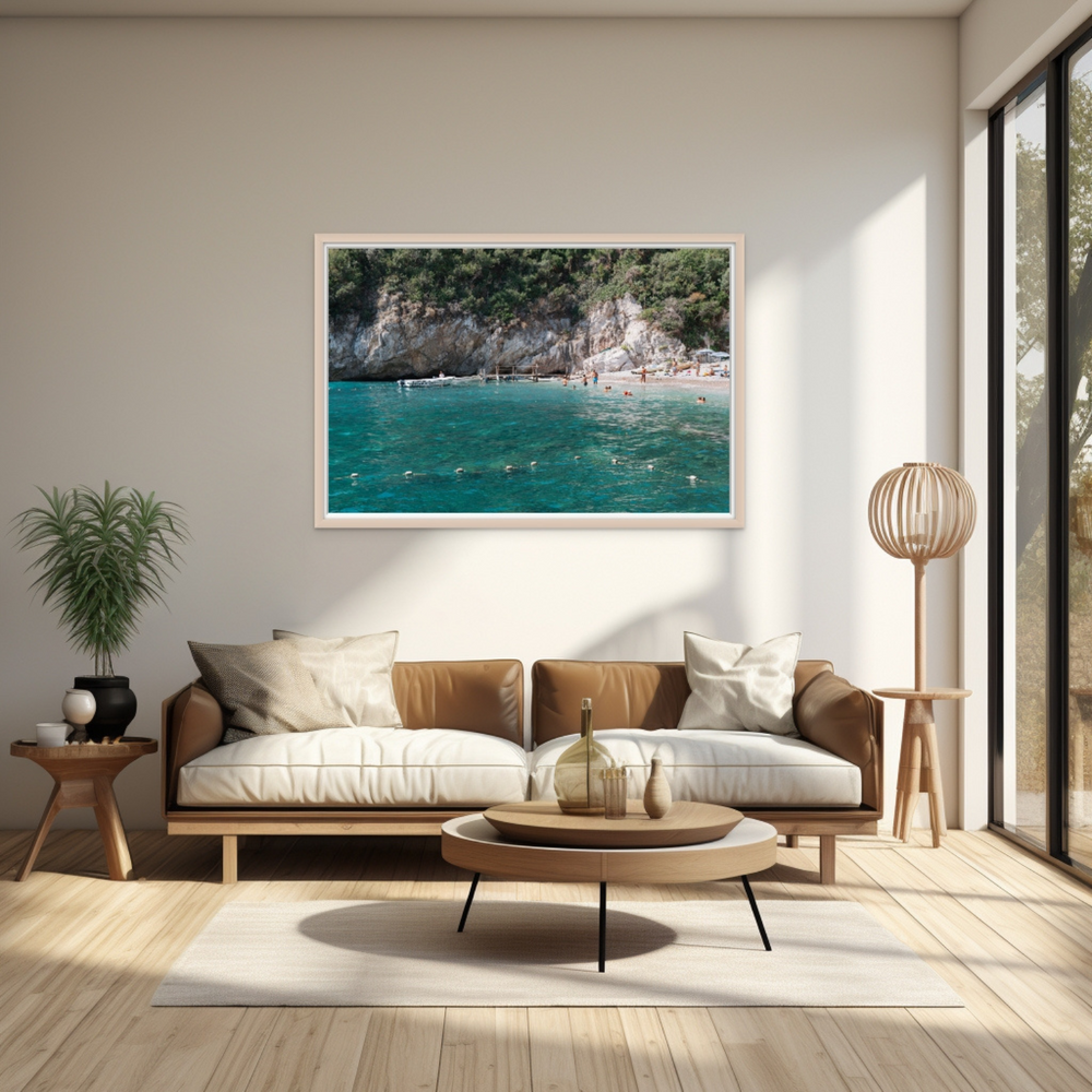 Azure Abyss Nerano wall art framed print styled in a room view 2